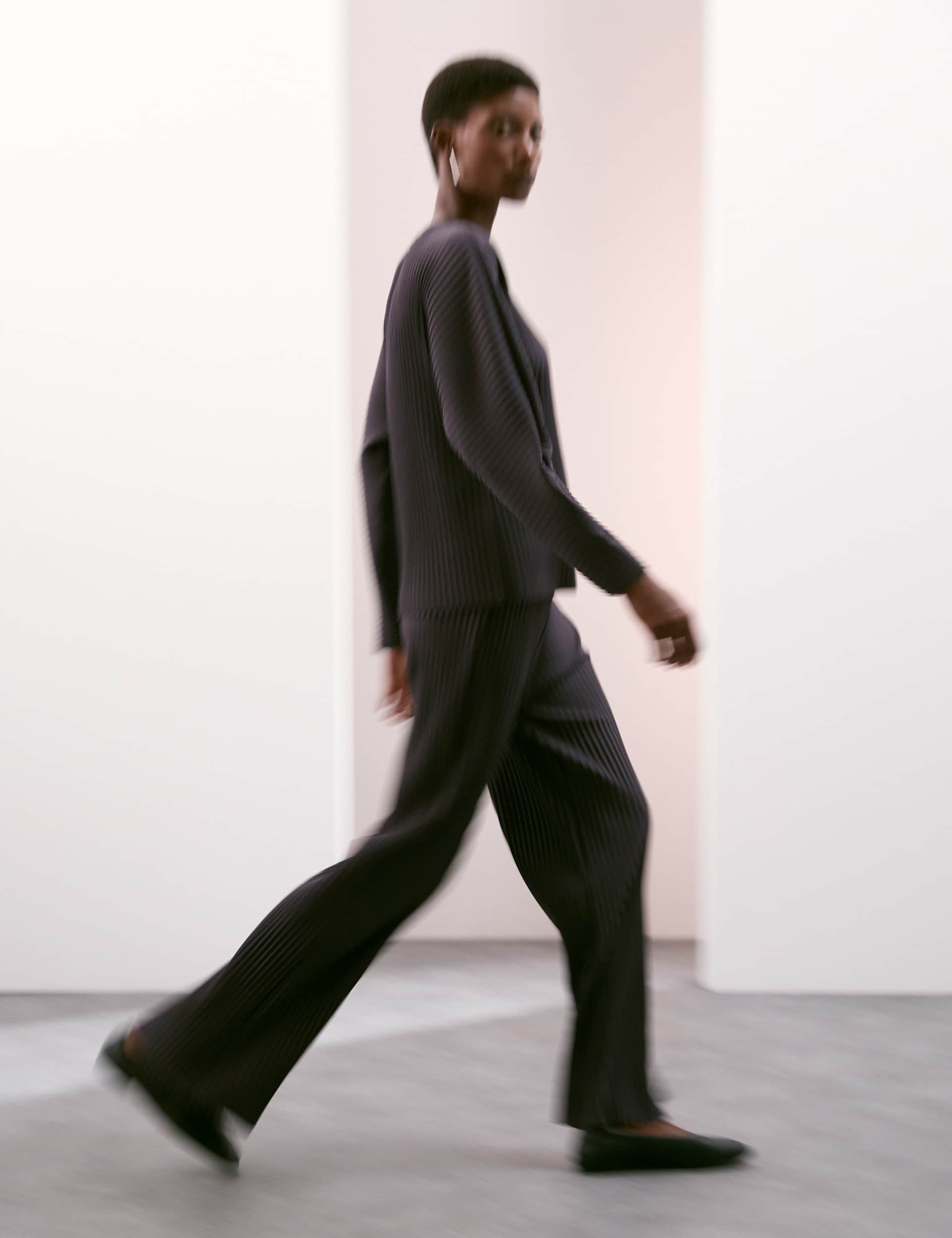 Autograph Women's Plisse Elasticated Waist Wide Leg Trouser