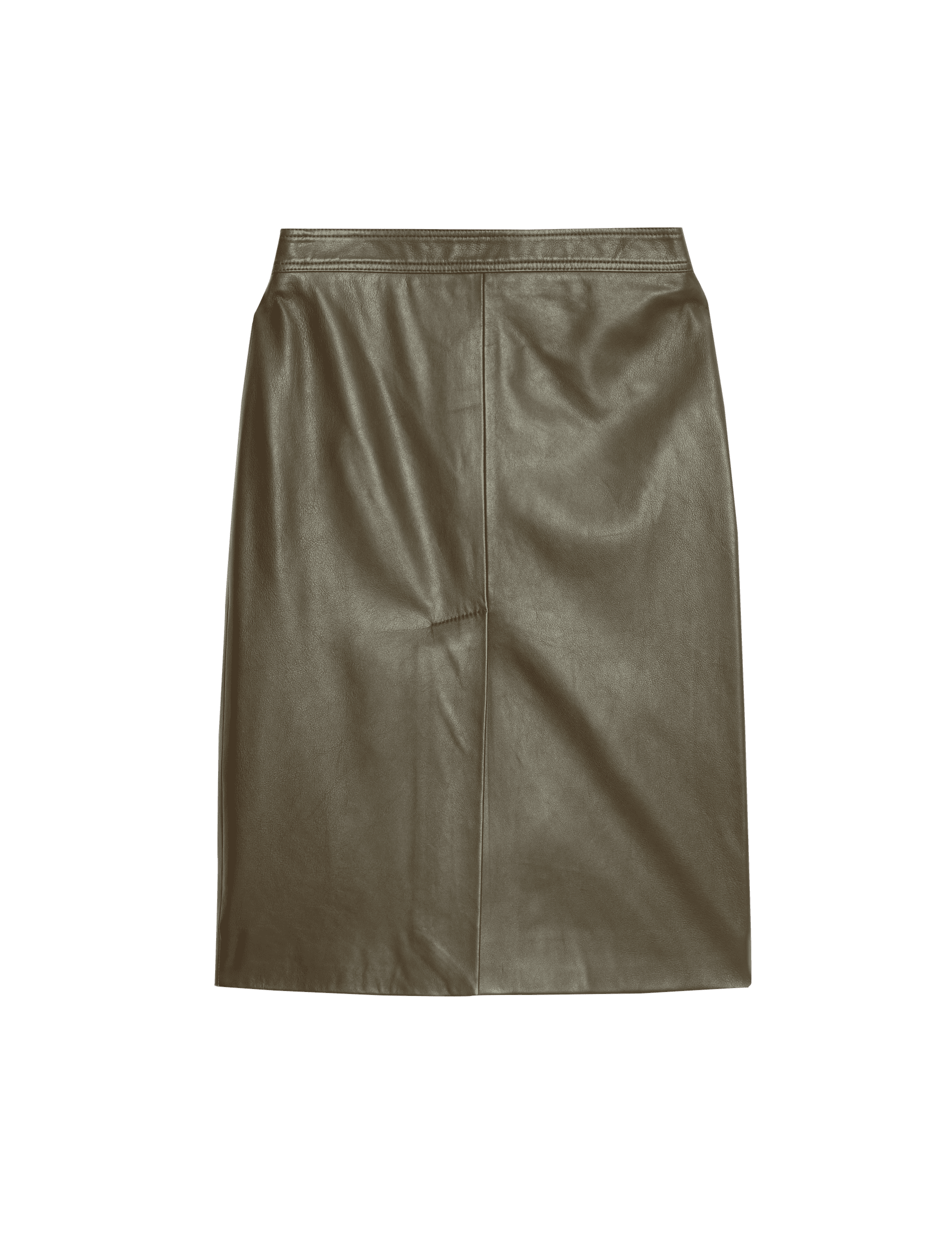 Autograph Women's Leather Knee Length Pencil Skirt - 8 - Moss, Moss