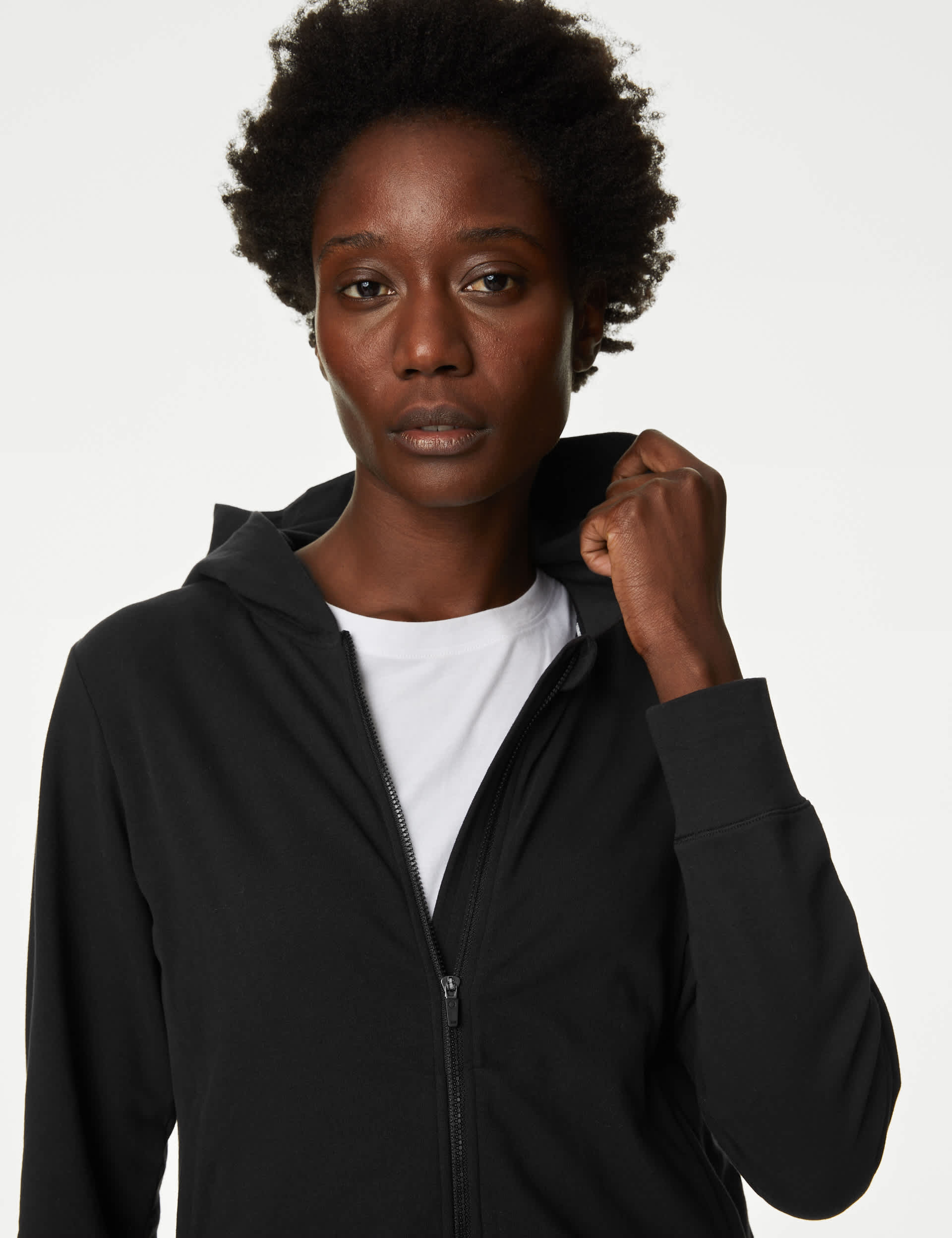 Goodmove Women's Cotton Rich Relaxed Zip Up Hoodie - 12 - Black, Black,Midnight Navy,Blackberry,Dust