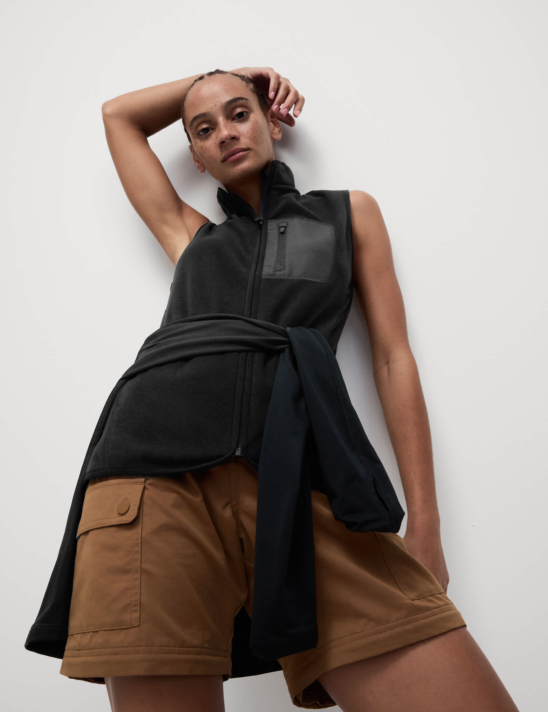 Goodmove Women's Zip Up Funnel Neck Fleece Gilet