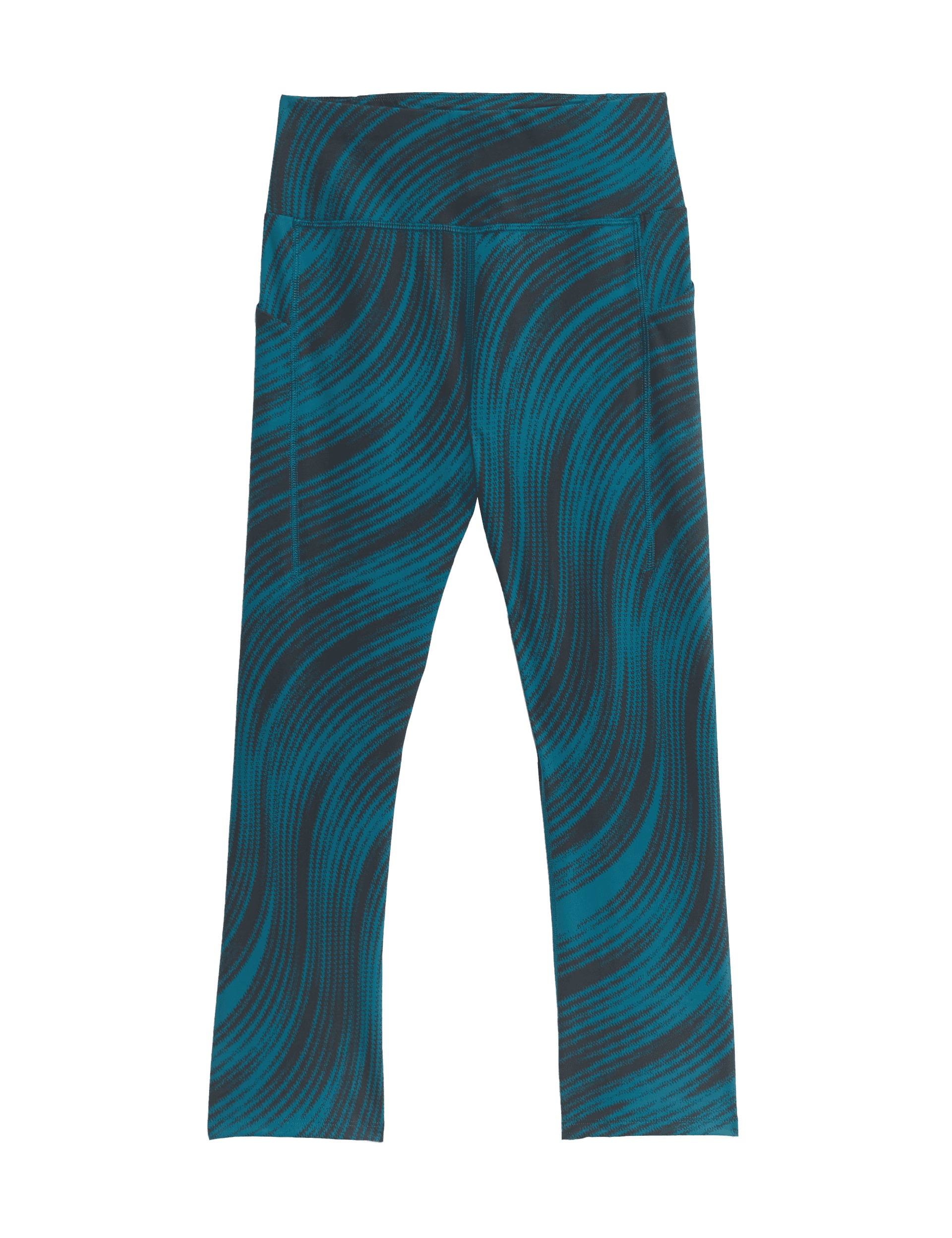 Goodmove Women's Go Train High Waisted Cropped Gym Leggings - 12 - Turquoise Mix, Turquoise Mix