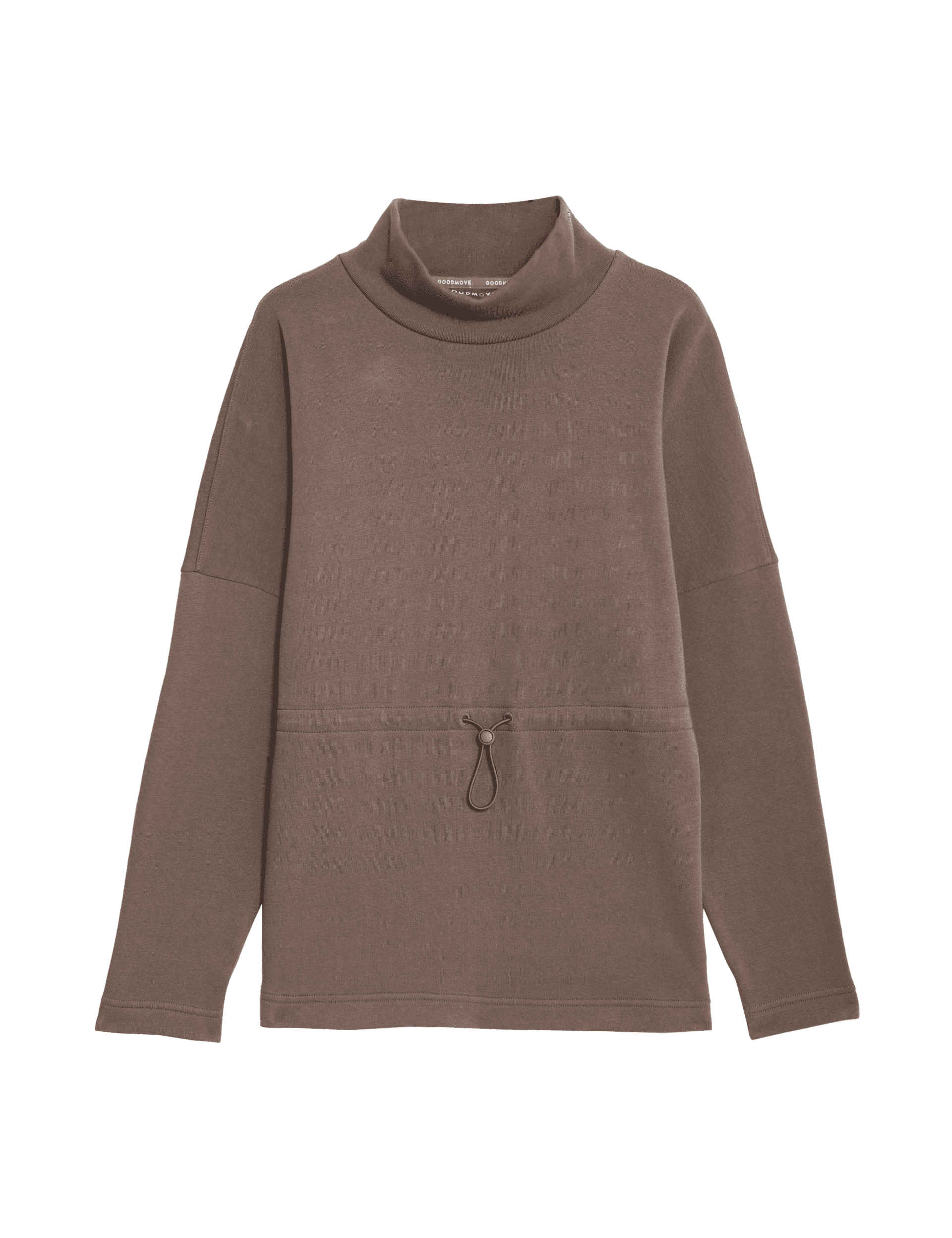 Goodmove Women's Cotton Rich Brushed Funnel Neck Sweatshirt - 12 - Taupe, Taupe,Ivory