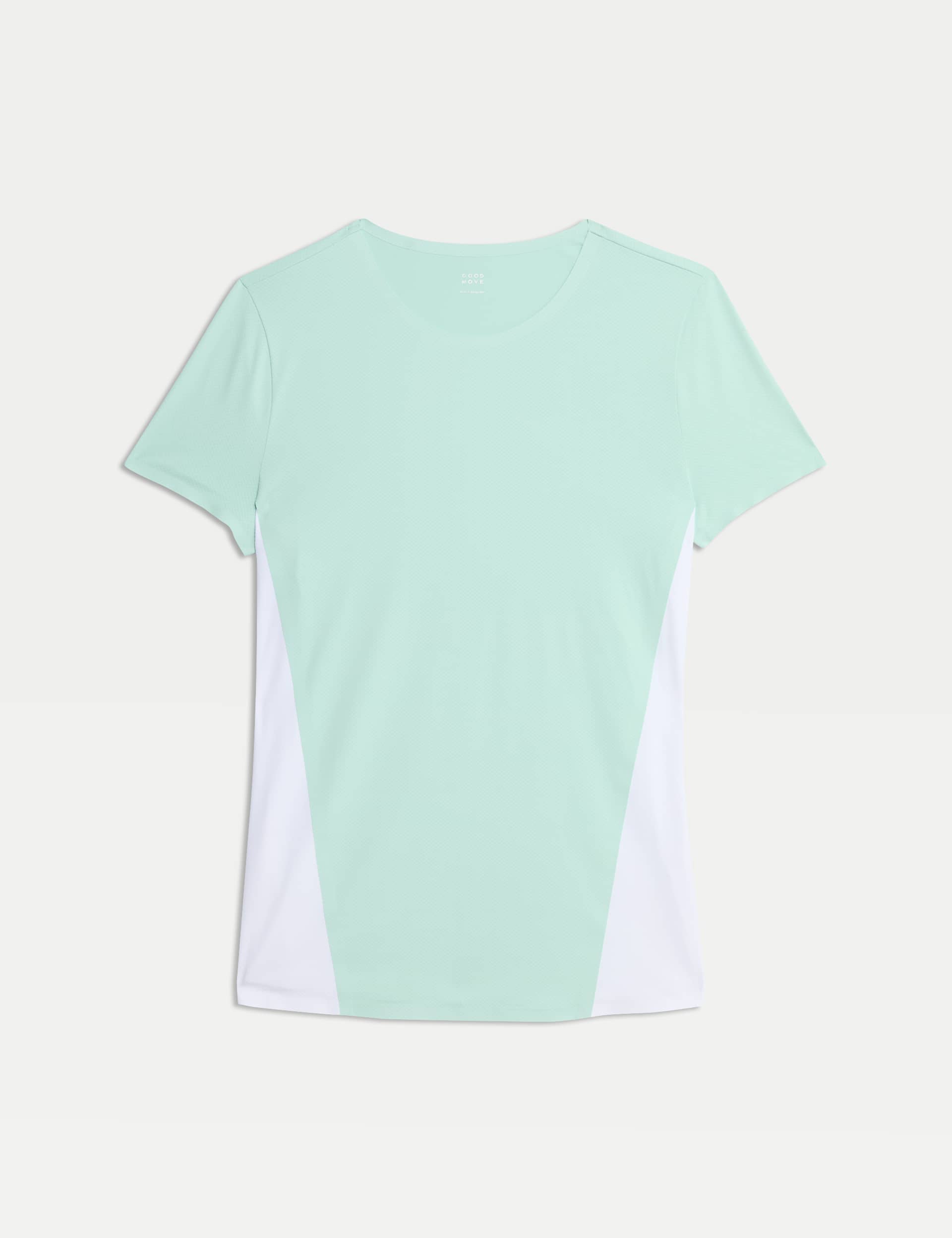 Goodmove Women's Colour Block Scoop Neck T-Shirt - 12 - Light Green, Azure Blue,Light Green