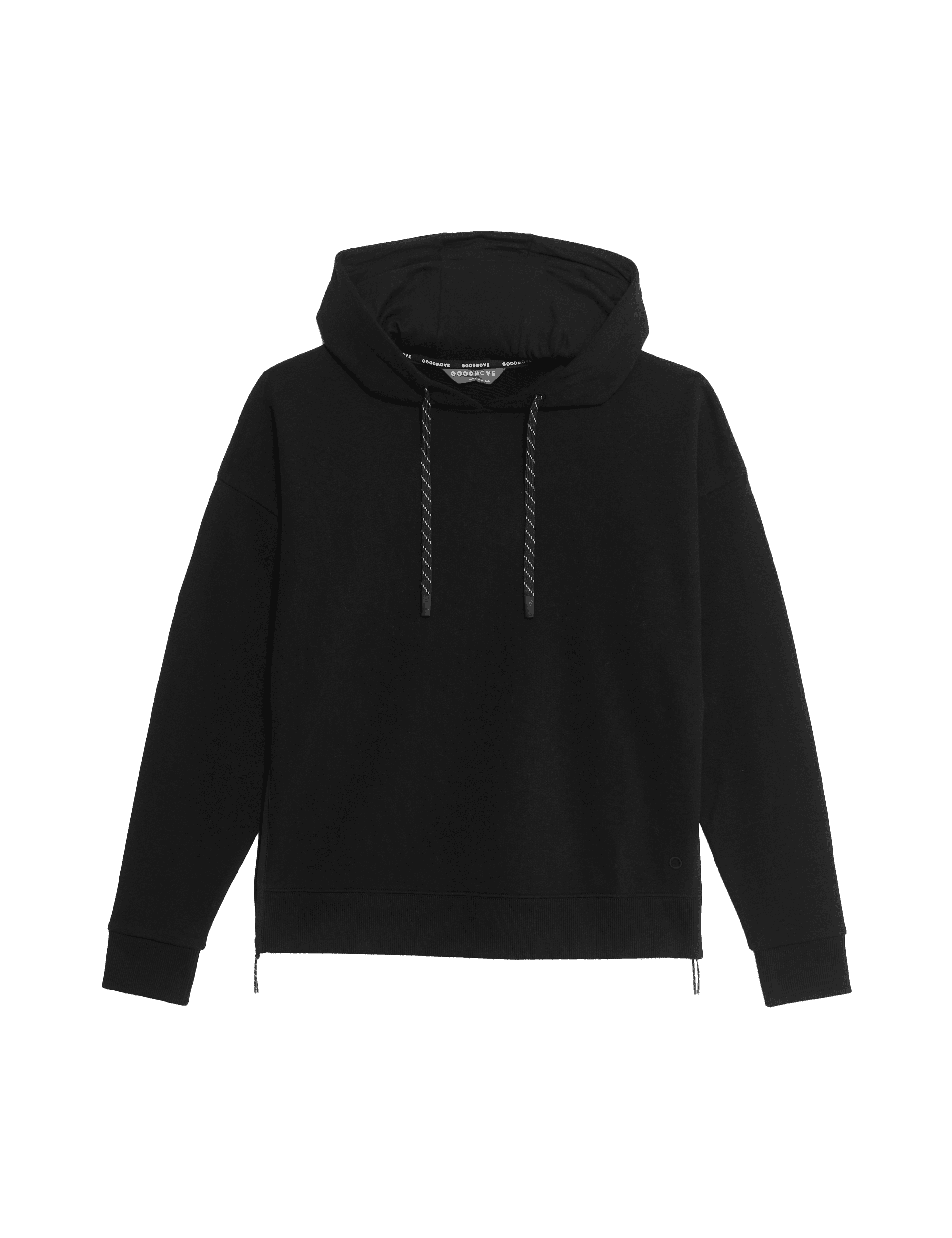 Goodmove Women's Cotton Rich Mesh Panel Relaxed Hoodie - 12 - Black, Black,Ivory