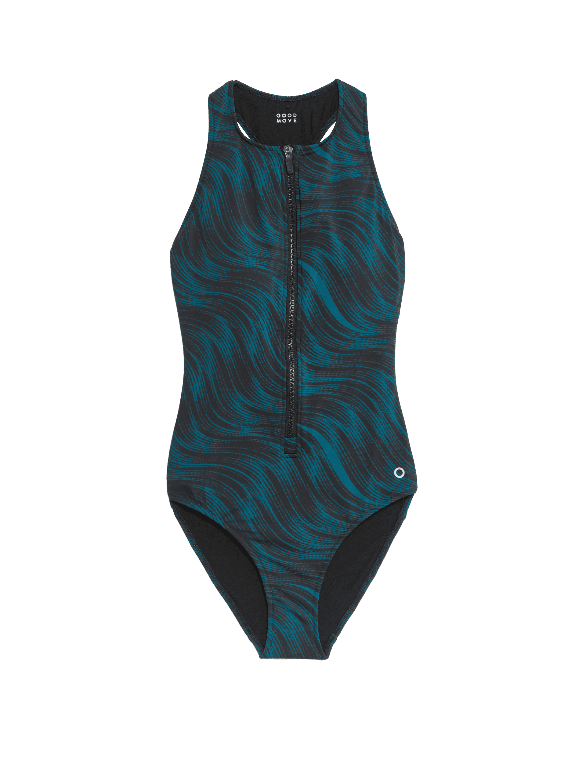 Goodmove Women's Tummy Control Printed Zip Up Swimsuit - 16REG - Turquoise Mix, Turquoise Mix