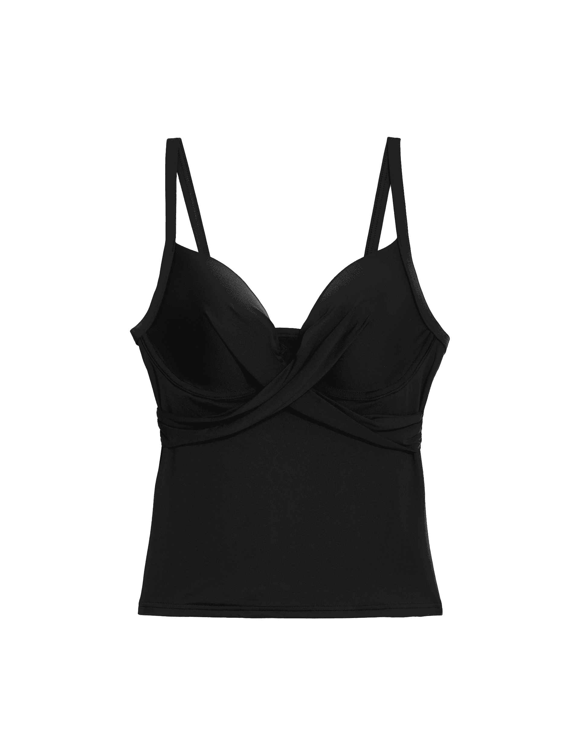 M&S Collection Women's Tummy Control Wired Plunge Tankini Top D-F - 34D - Black, Black