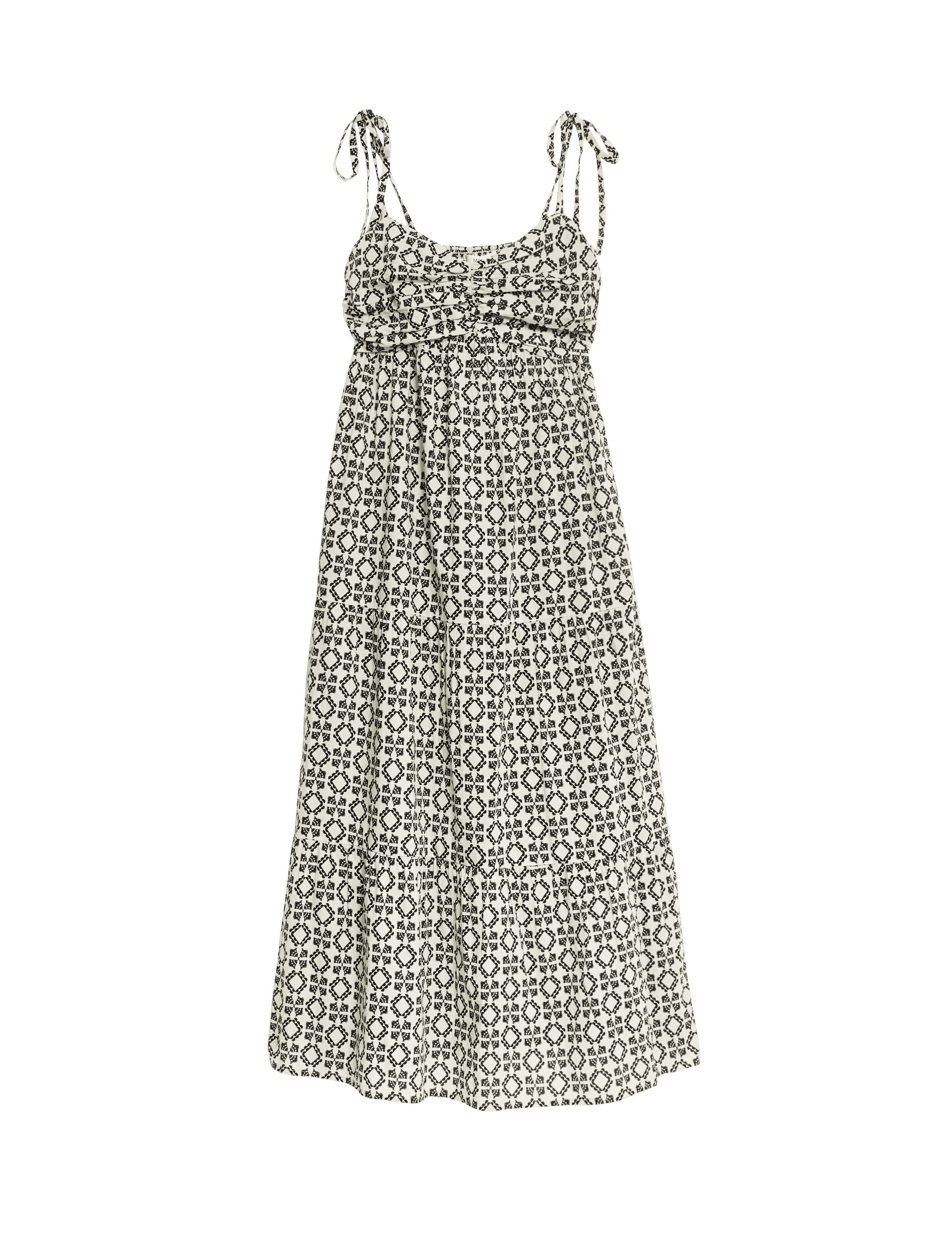 M&S Collection Women's Pure Cotton Printed V-Neck Midaxi Beach Dress - 16REG - Black Mix, Black Mix