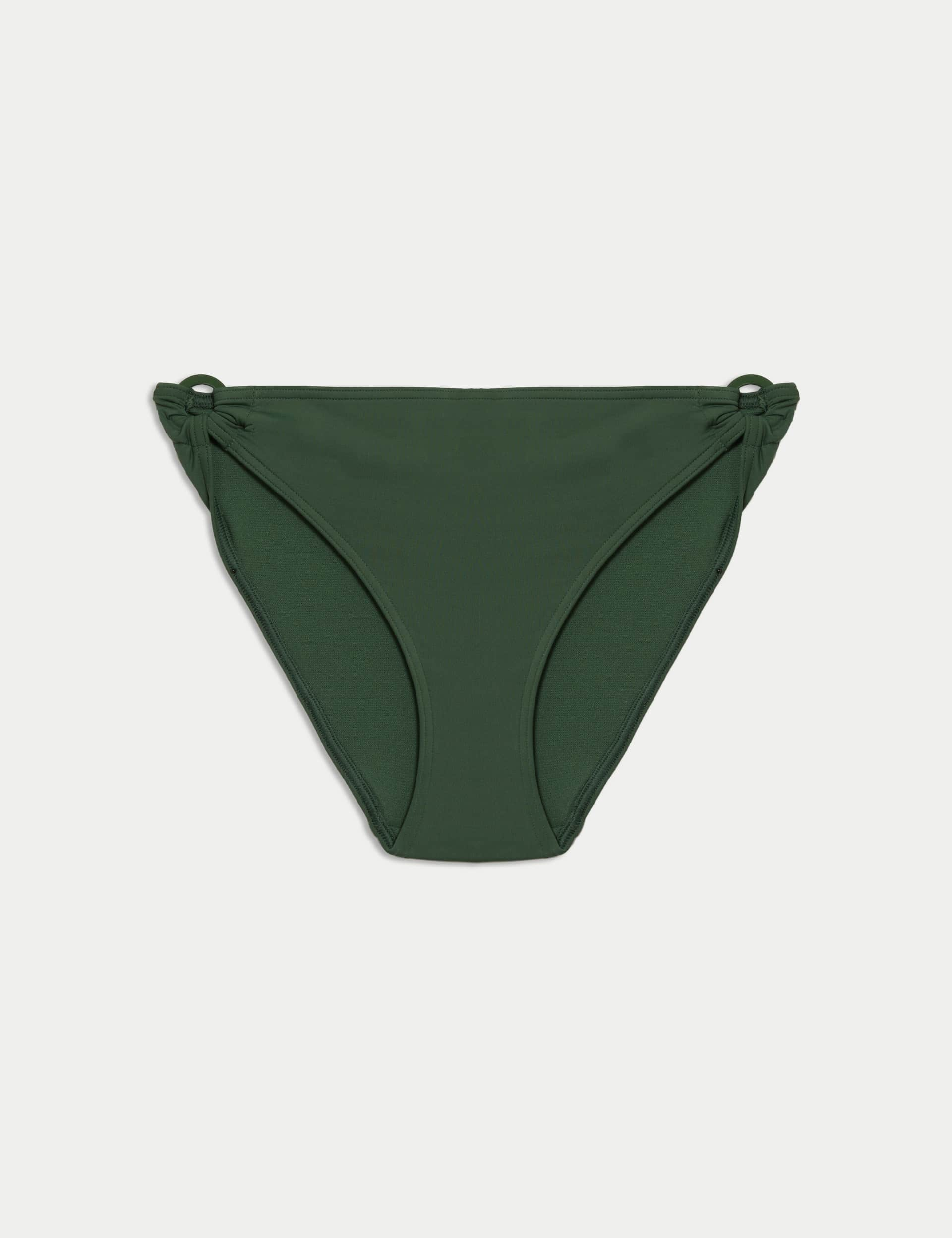 M&S Women's Ring Detail High Leg Bikini Bottoms - 10 - Green, Green