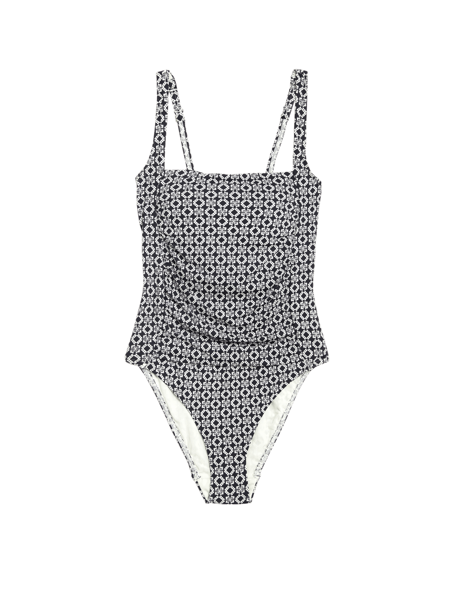 M&S Collection Women's 360 Tummy Control Printed Padded Swimsuit - 12REG - White Mix, Green Mix,Whit