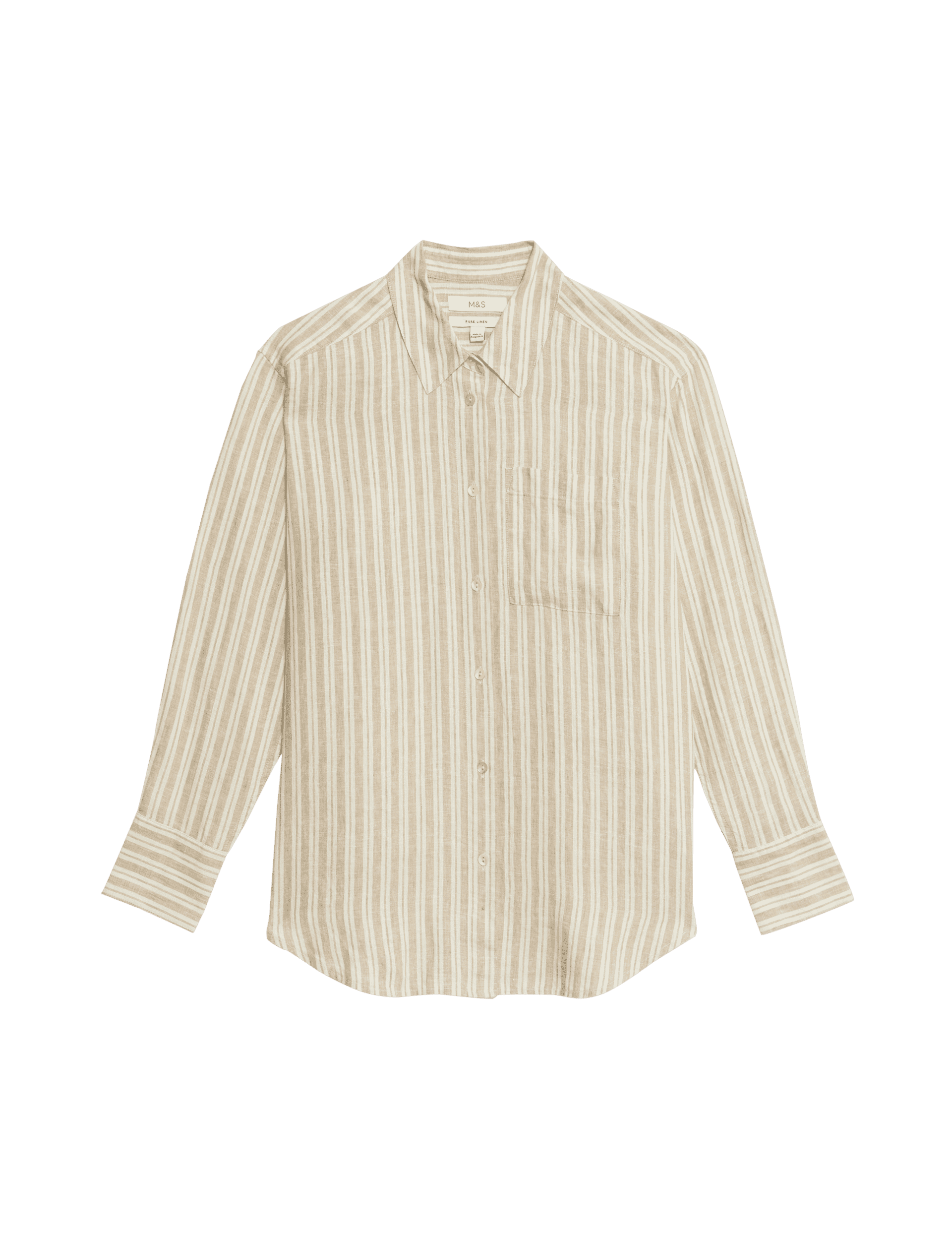 M&S Collection Women's Pure Linen Collared Oversized Girlfriend Style Shirt - 14 - Natural Beige, Na