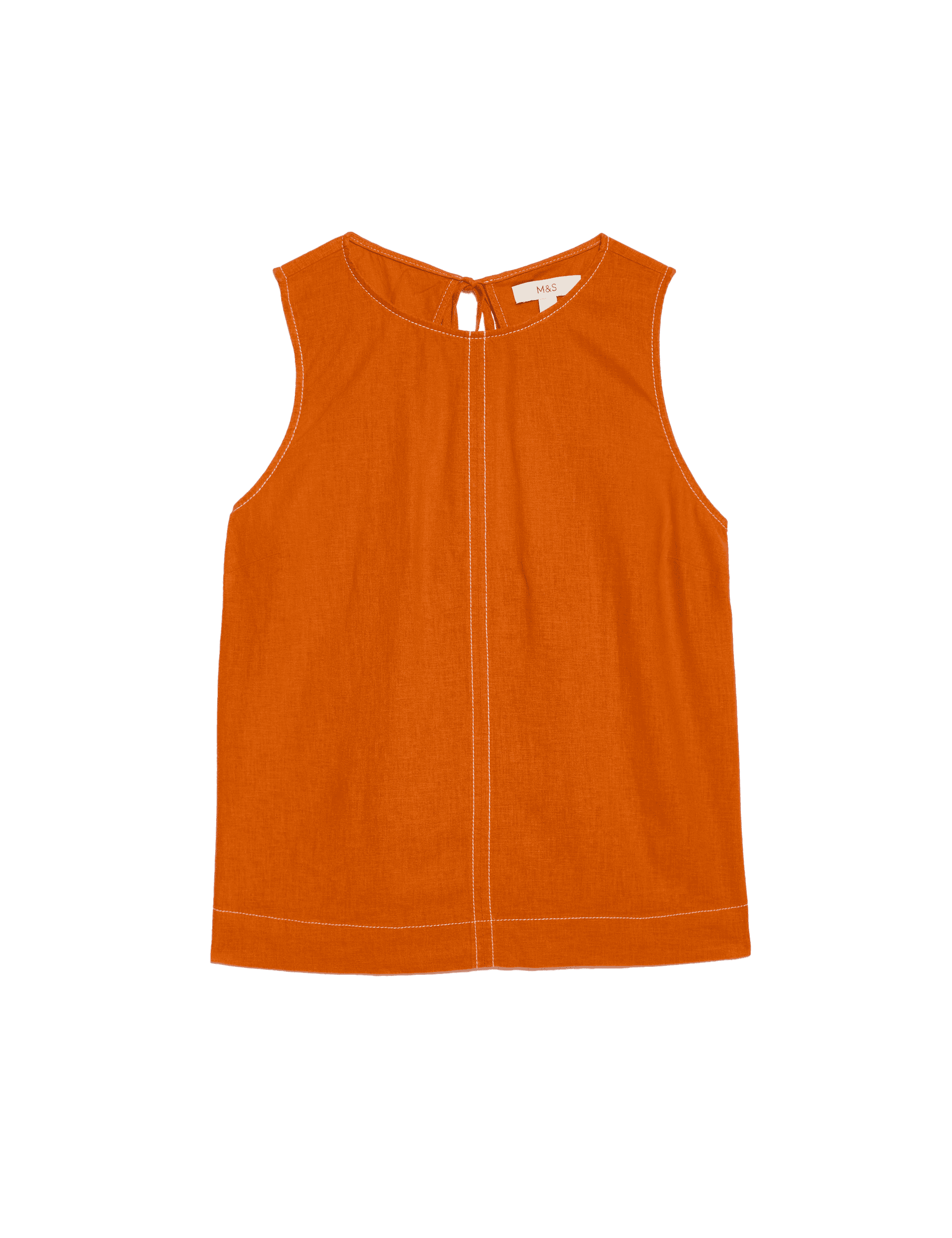 M&S Collection Women's Linen Rich Regular Fit Vest - 16 - Marmalade, Marmalade,Black