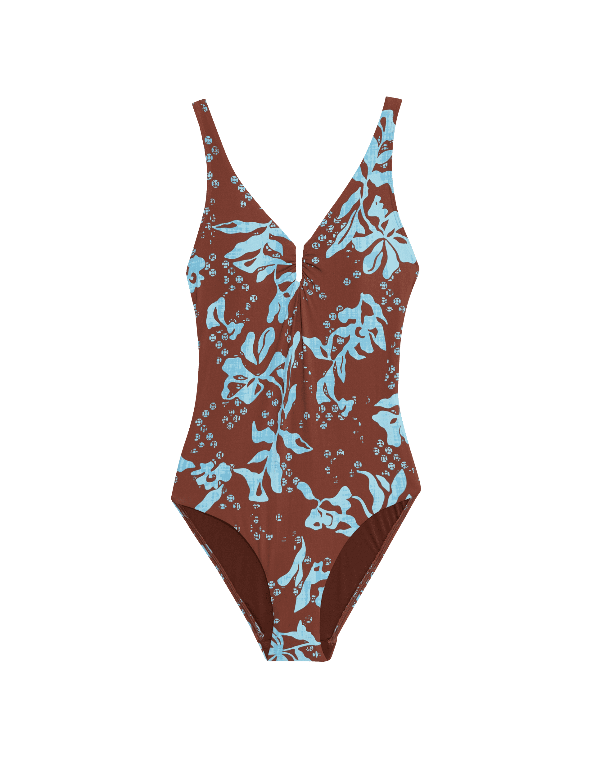 M&S Collection Women's 360 Tummy Control Printed U-Notch Swimsuit - 14REG - Brown Mix, Brown Mix