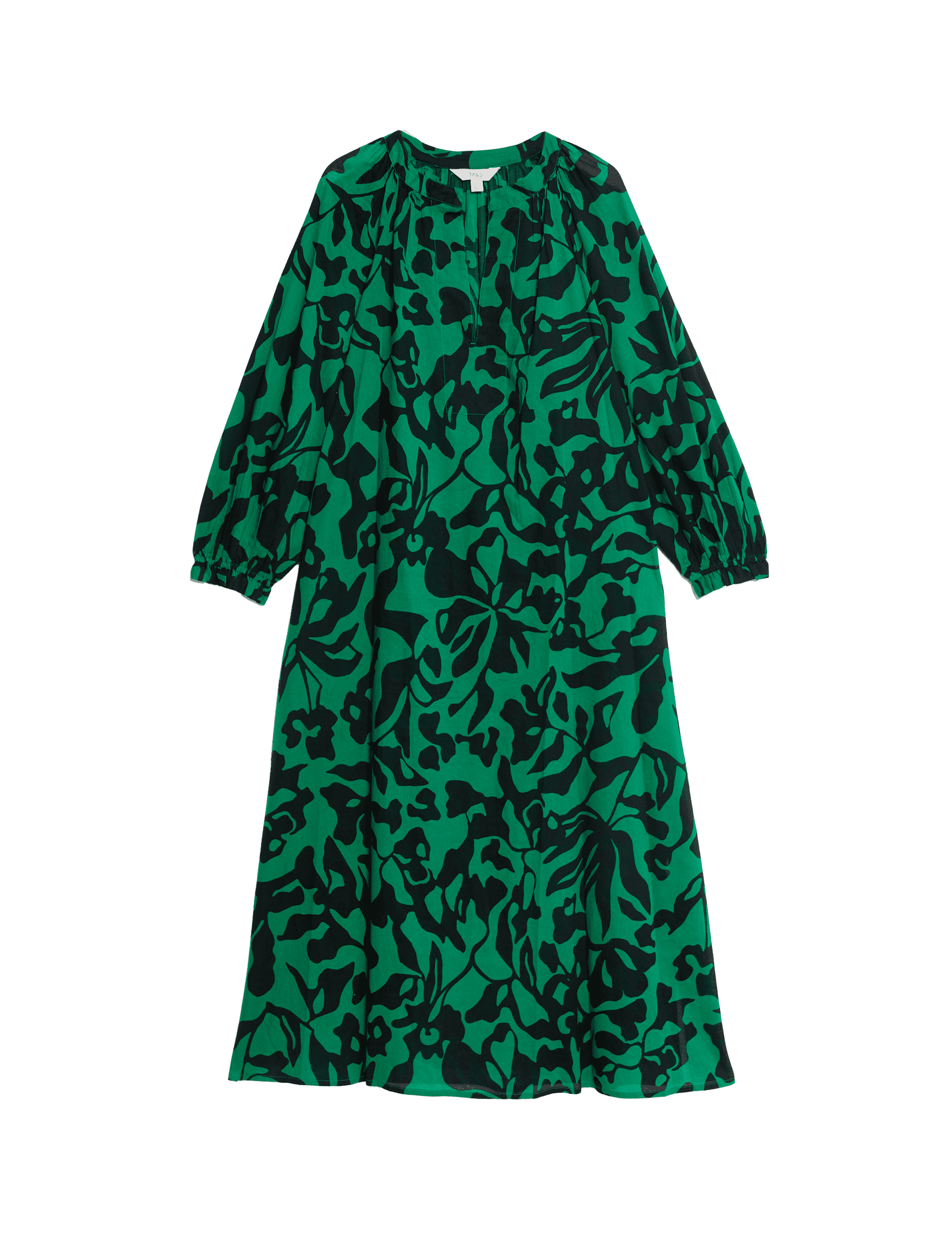 M&S Collection Women's Pure Cotton V-Neck Midaxi Kaftan Beach Dress - XS - Green Mix, Green Mix