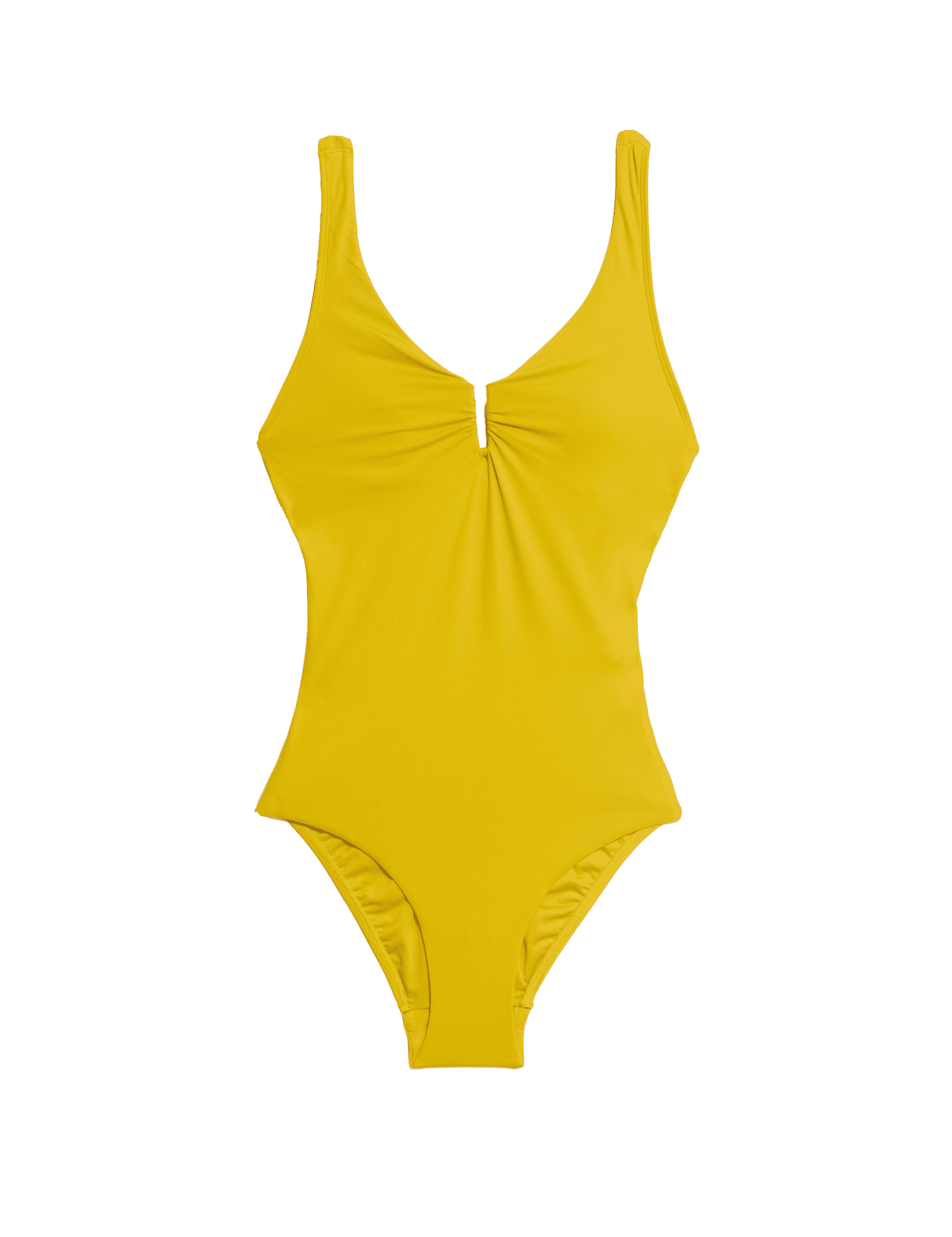 M&S Collection Women's Tummy Control Padded Plunge Swimsuit - 14REG - Bright Saffron, Bright Saffron