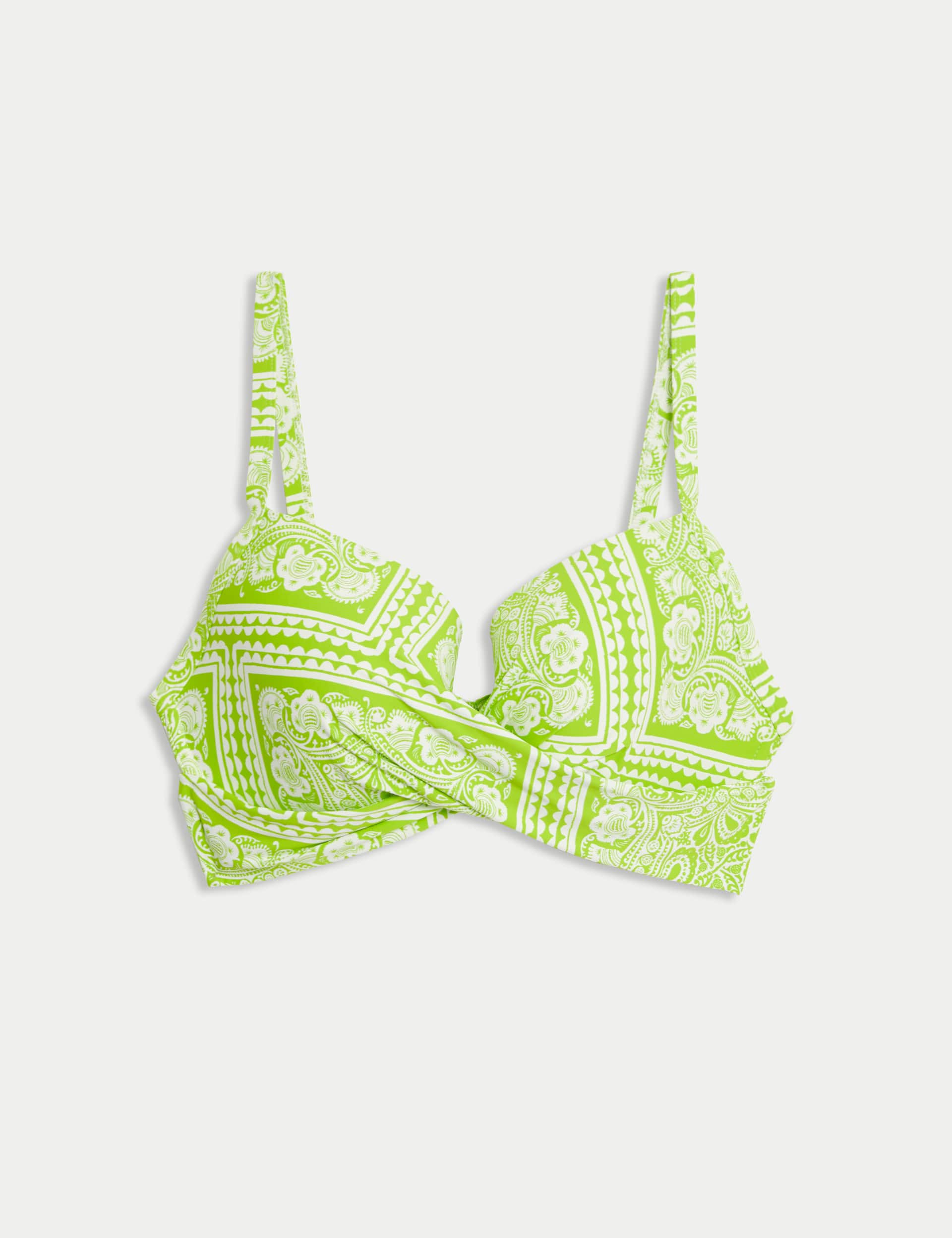 M&S Women's Printed Wired Padded Plunge Bikini Top
