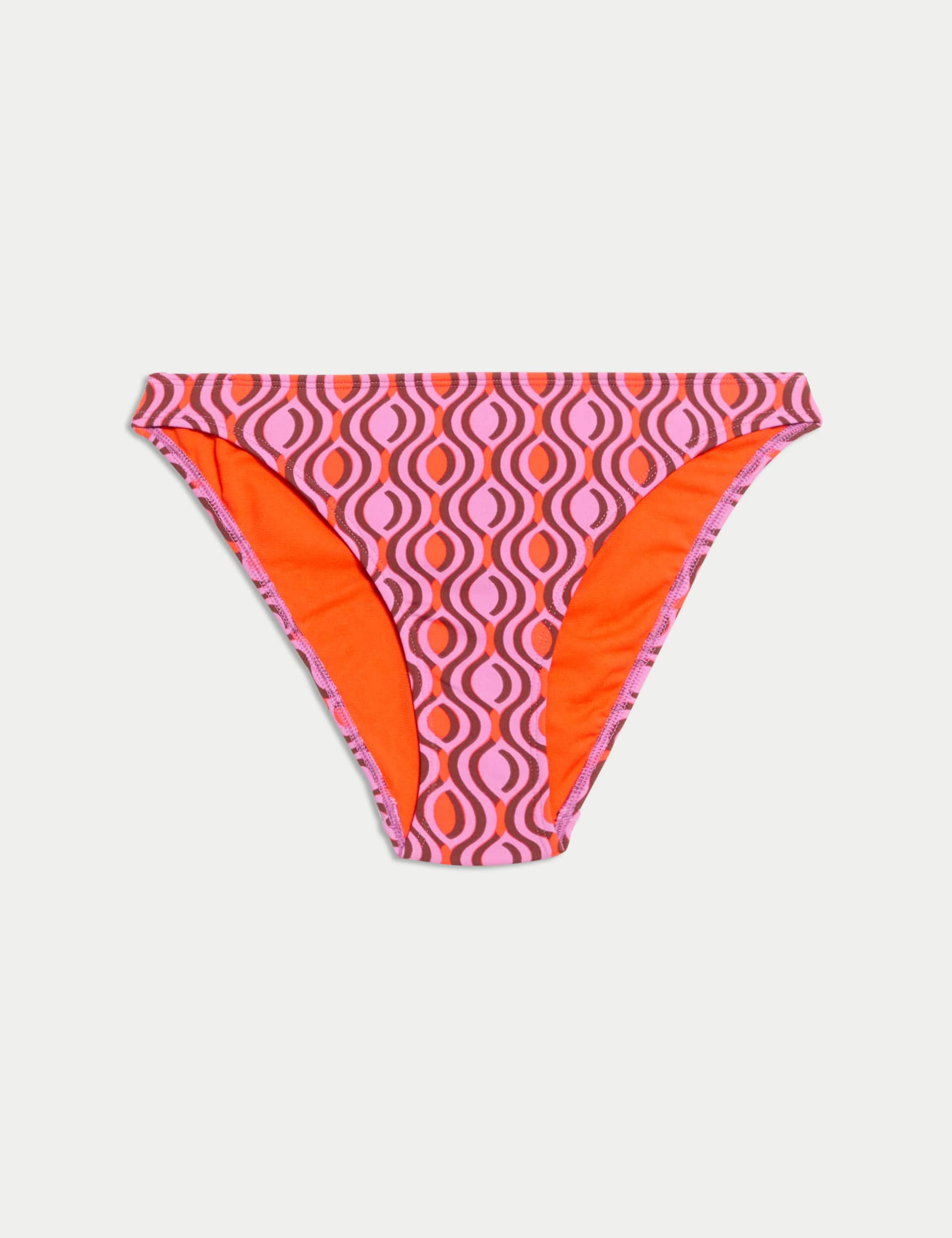 M&S Women's Printed High Leg Bikini Bottoms - 12 - Fuchsia Mix, Fuchsia Mix