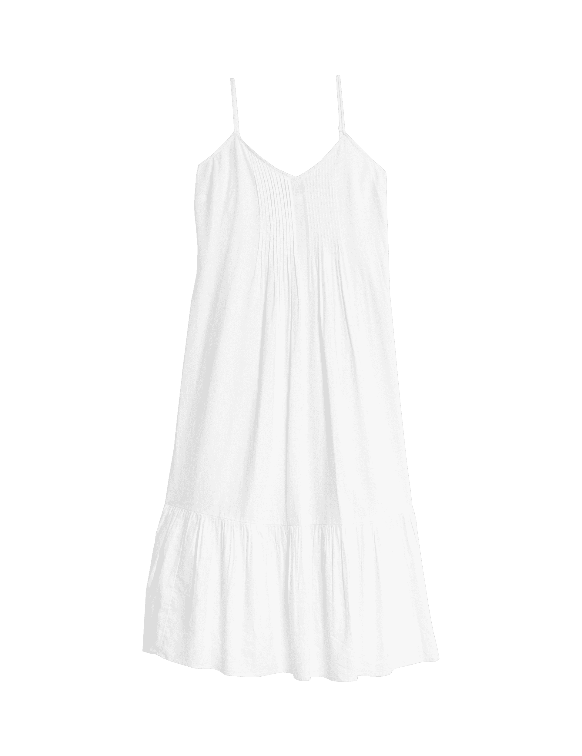 M&S Collection Women's Linen Rich V-Neck Strappy Midaxi Dress - 14REG - White, White