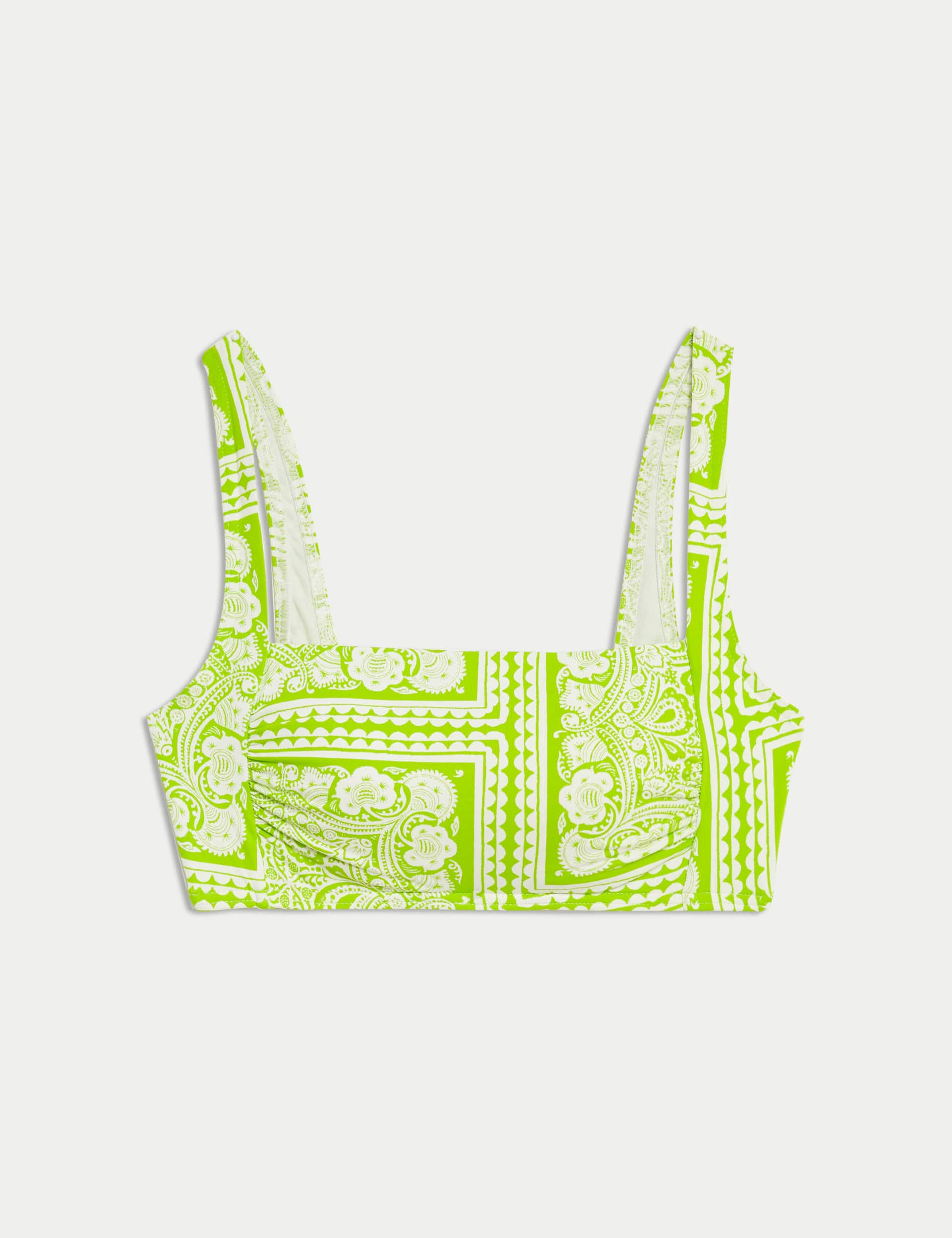 M&S Women's Printed Padded Square Neck Bikini Top - 22 - Lime Mix, Lime Mix