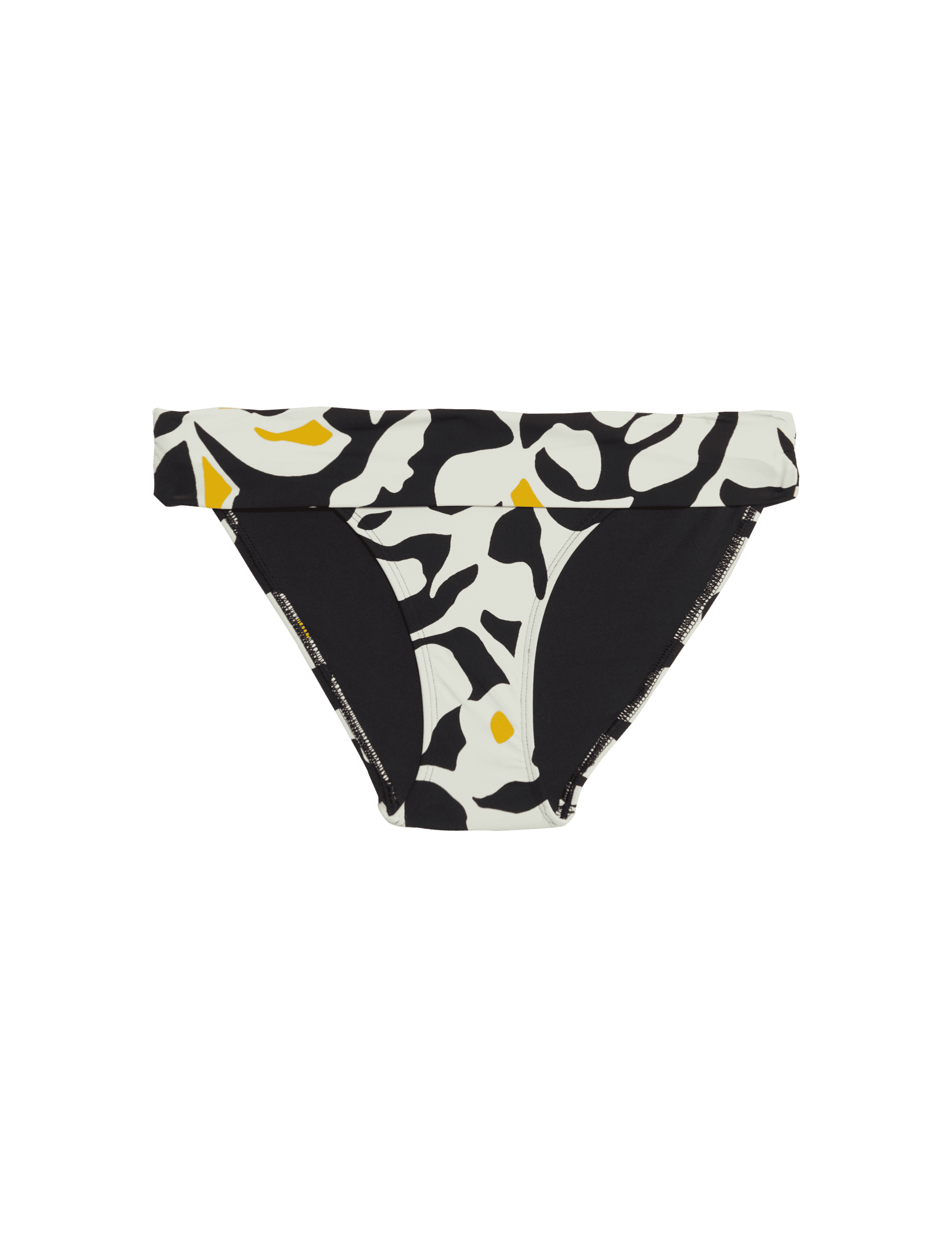 M&S Collection Women's Printed Roll Top Bikini Bottoms - 12 - Saffron Mix, Saffron Mix,Black Mix