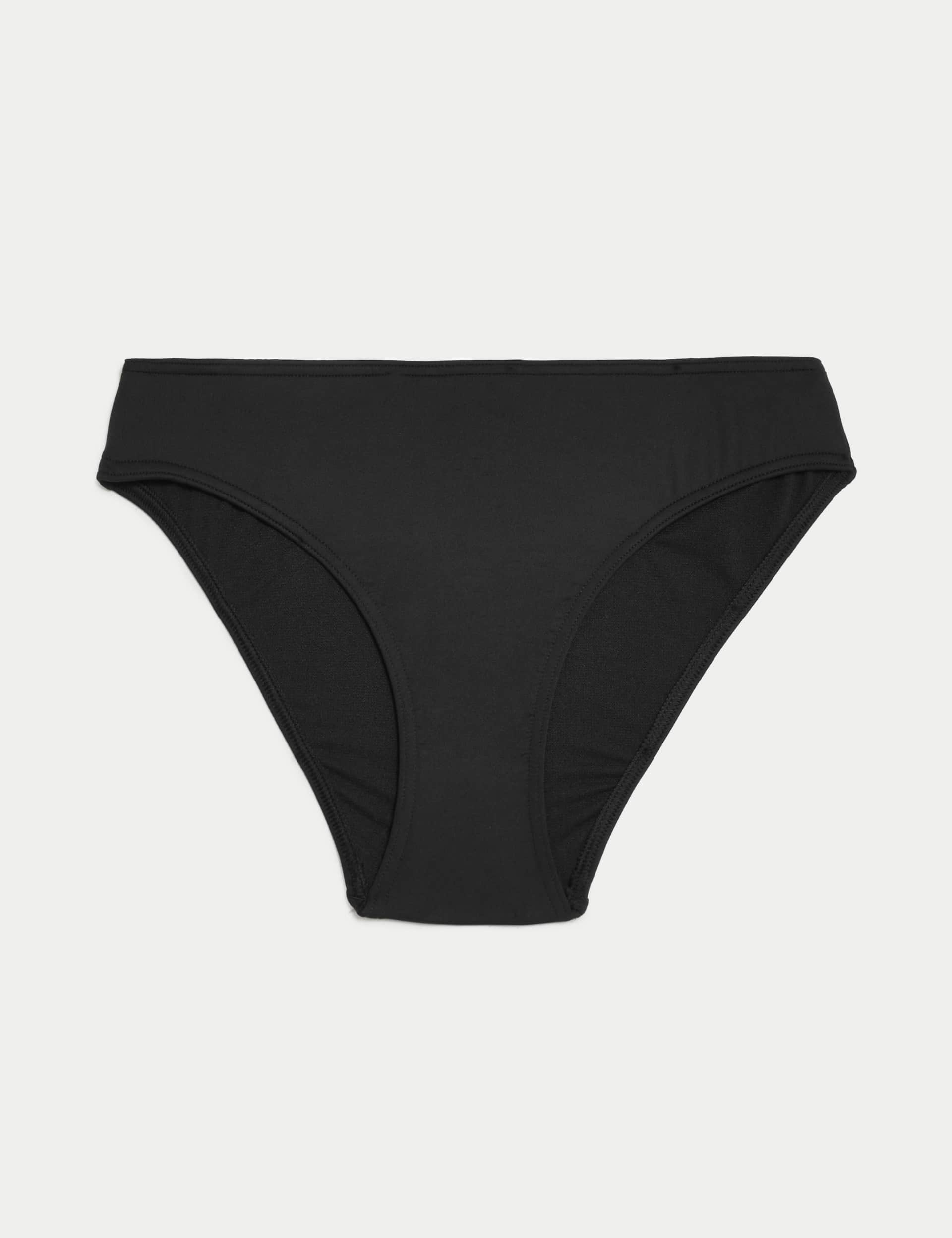 M&S Collection Women's High Leg Bikini Bottoms - 12 - Black, Black