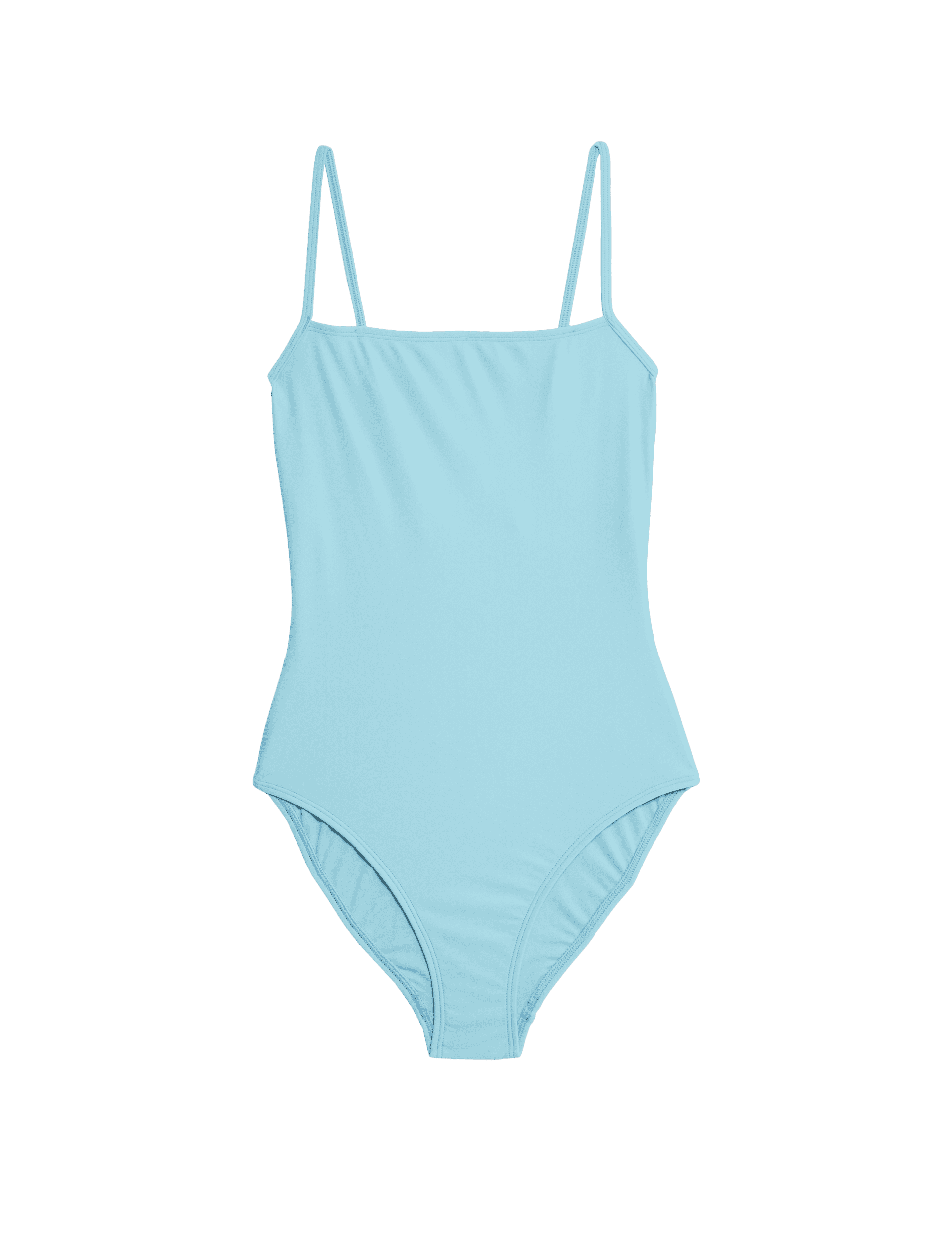 M&S Collection Women's Square Neck Swimsuit - 10REG - Spa Blue, Spa Blue,Bright Saffron,Black