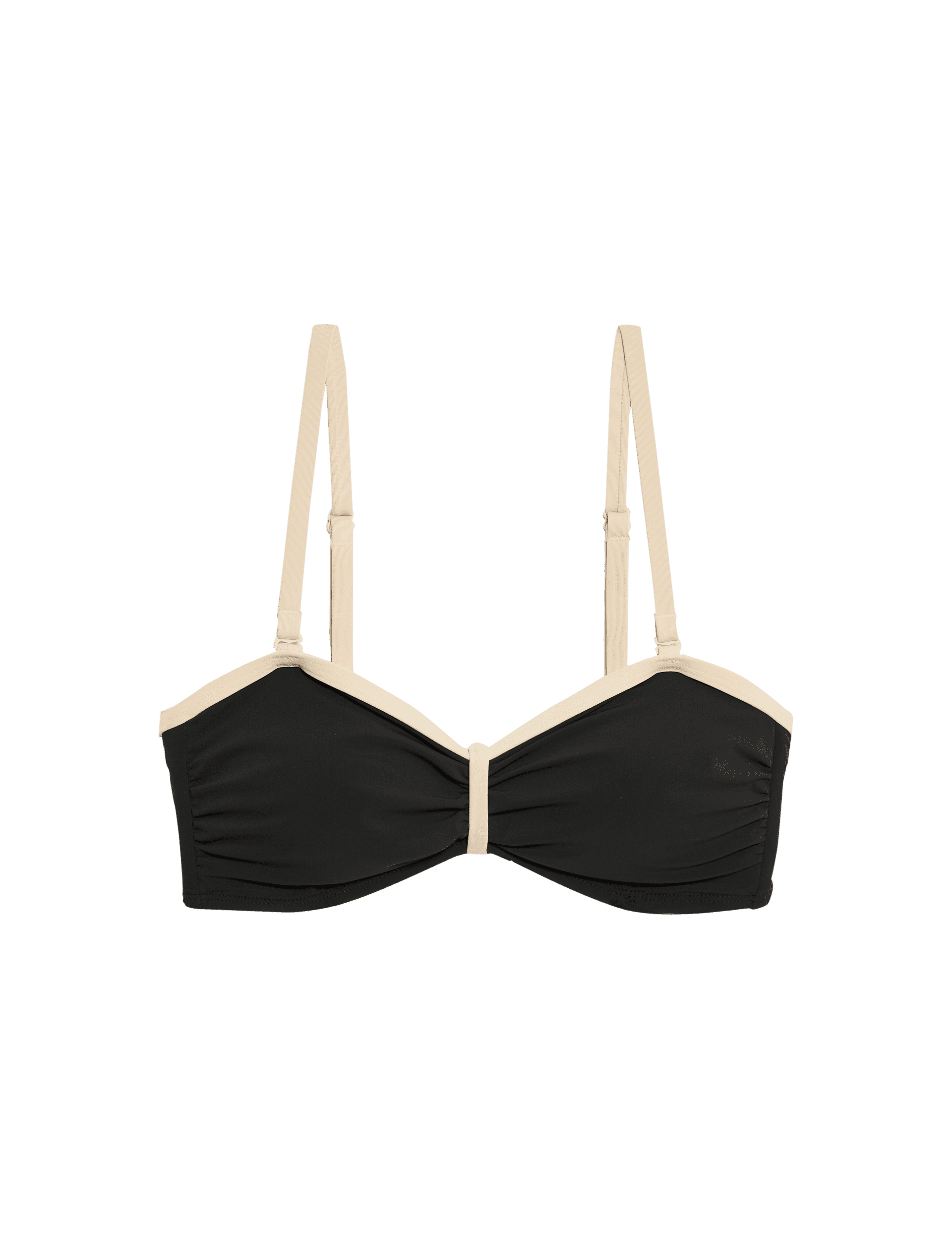 M&S Collection Women's Colour Block Bandeau Bikini Top - 10 - Black Mix, Black Mix