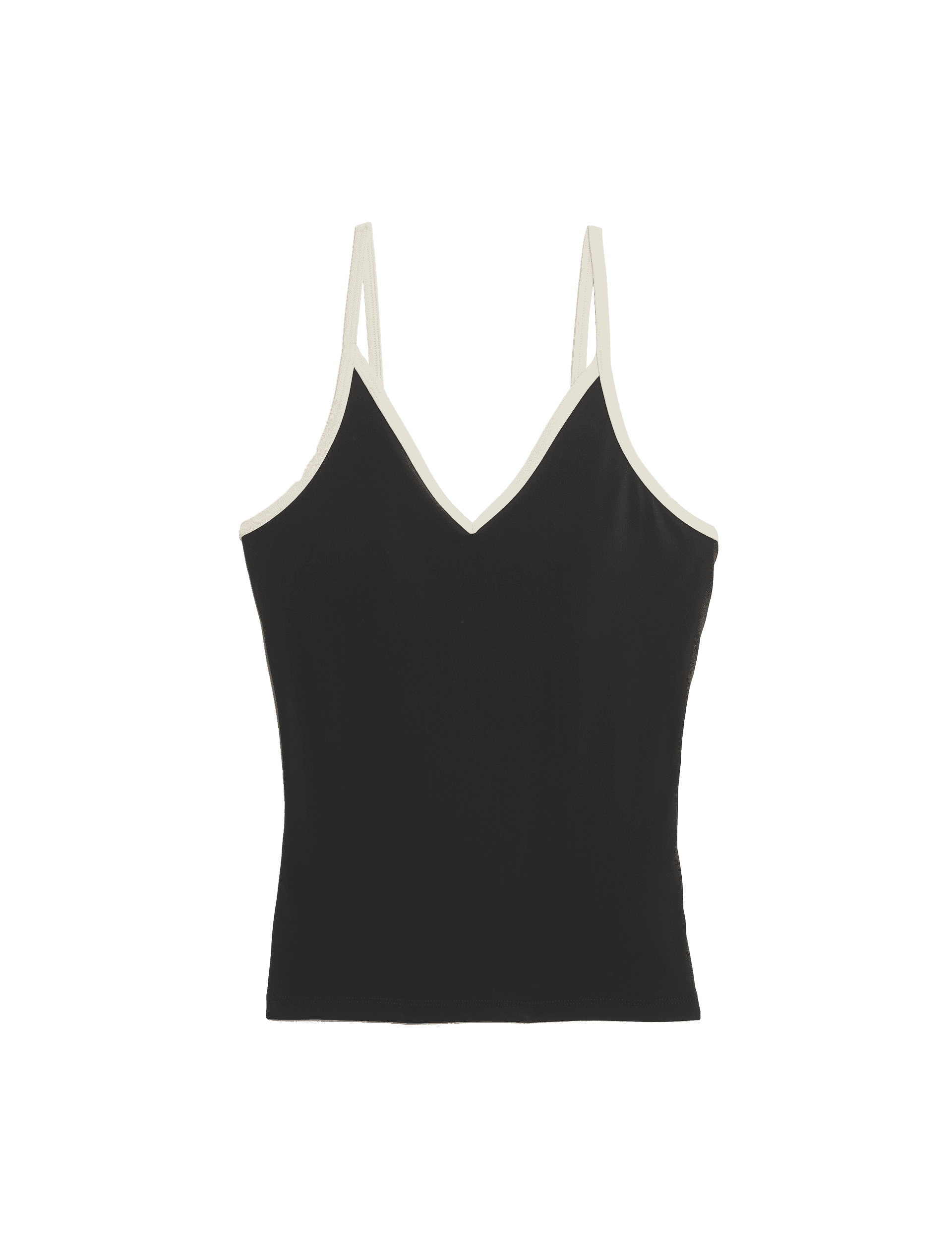 M&S Collection Women's Padded Contrast Trim V-Neck Tankini Top - 16 - Black Mix, Black Mix