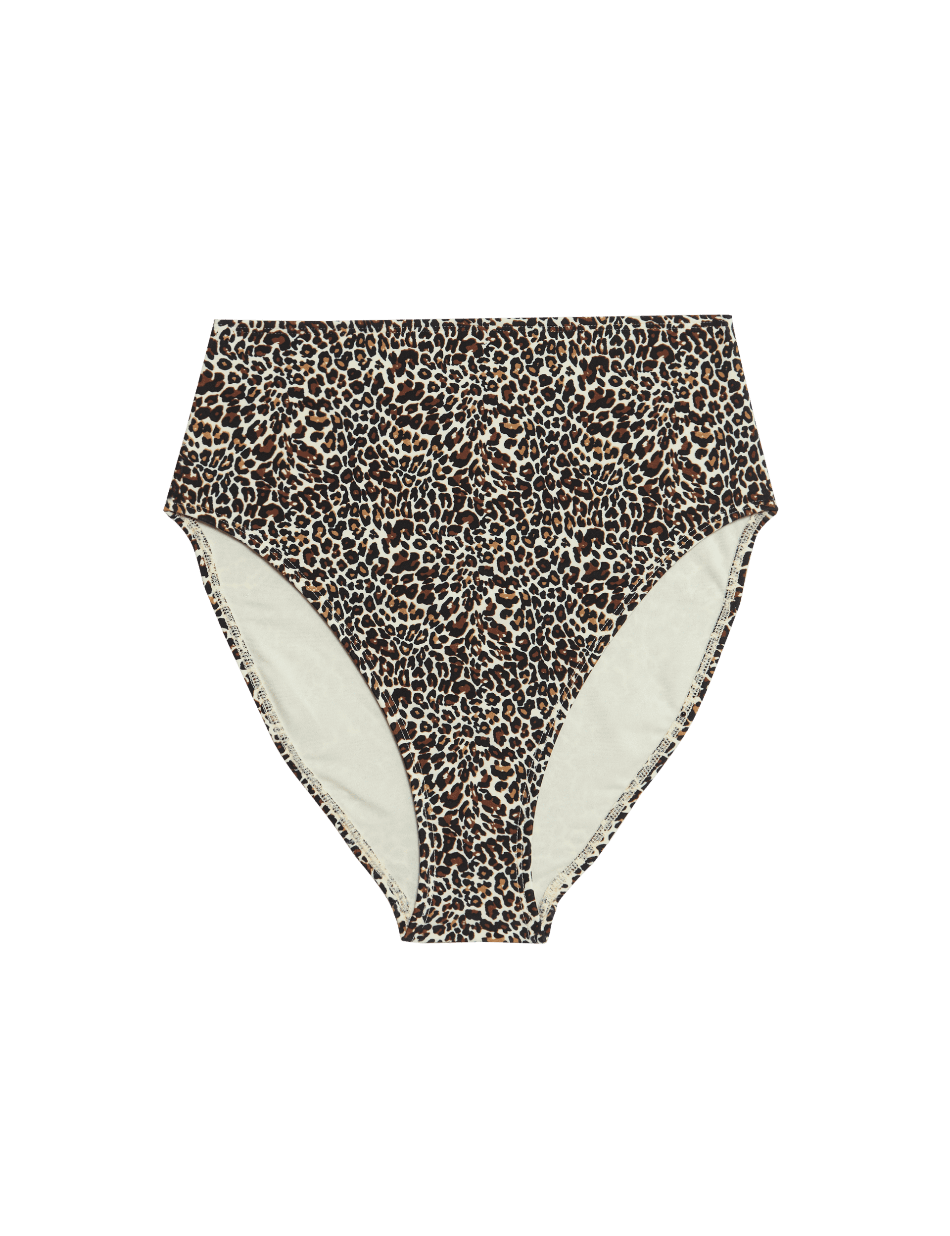 M&S Collection Women's Printed High Waisted Bikini Bottoms - 12 - Brown Mix, Brown Mix