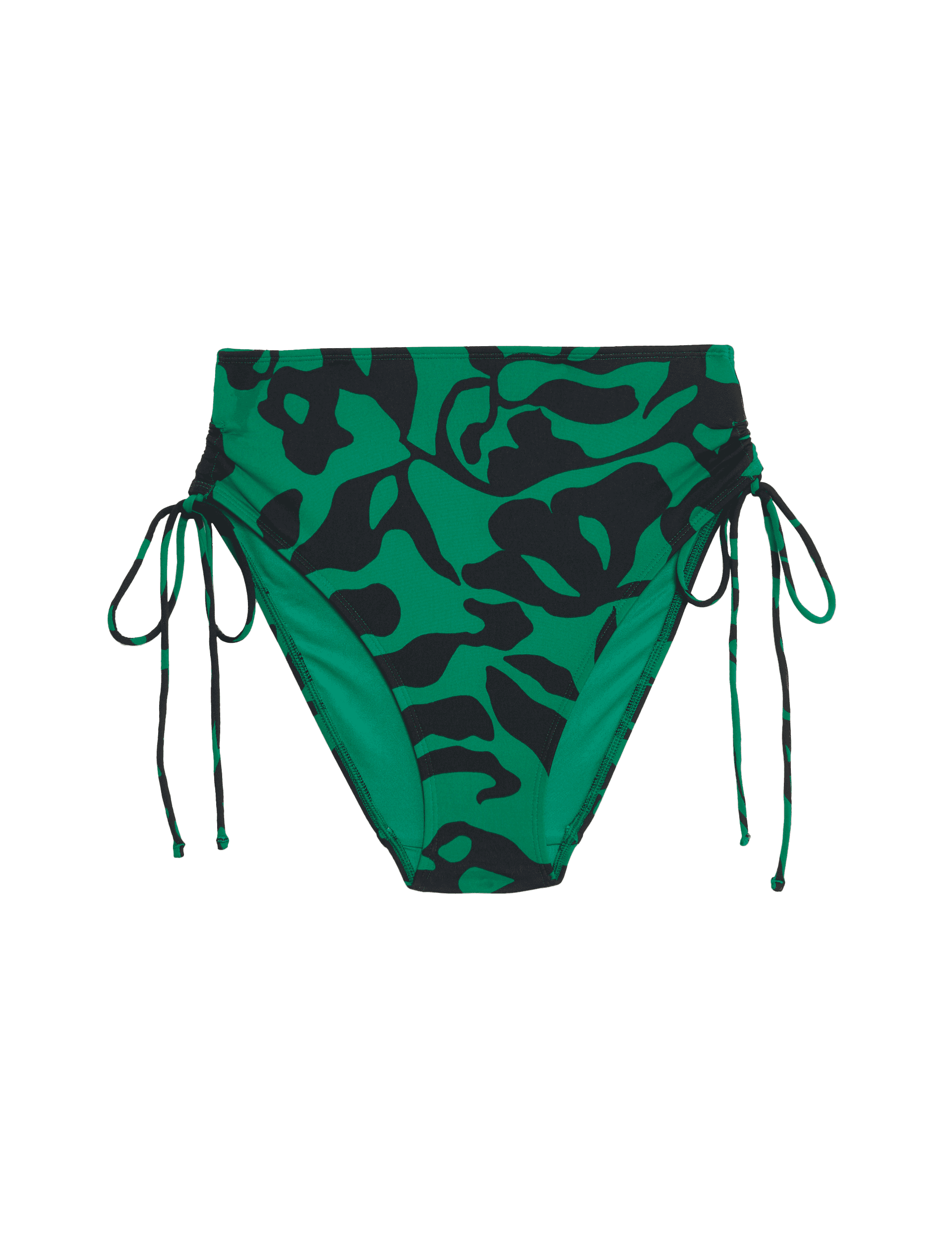 M&S Collection Women's Printed Drawstring High Waisted Bikini Bottoms - 10 - Green Mix, Green Mix