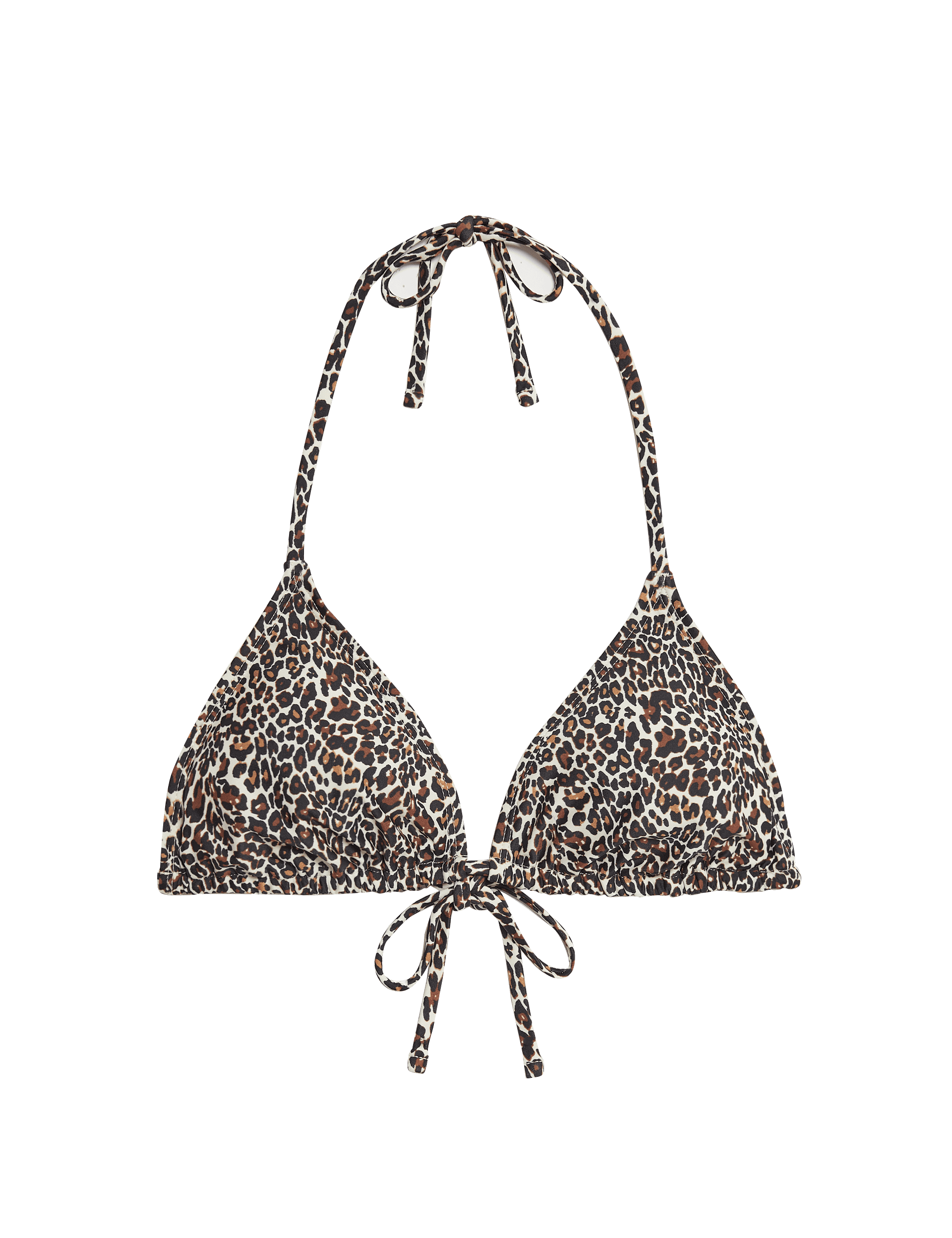 M&S Collection Women's Printed Halterneck Triangle Bikini Top - Brown Mix, Brown Mix