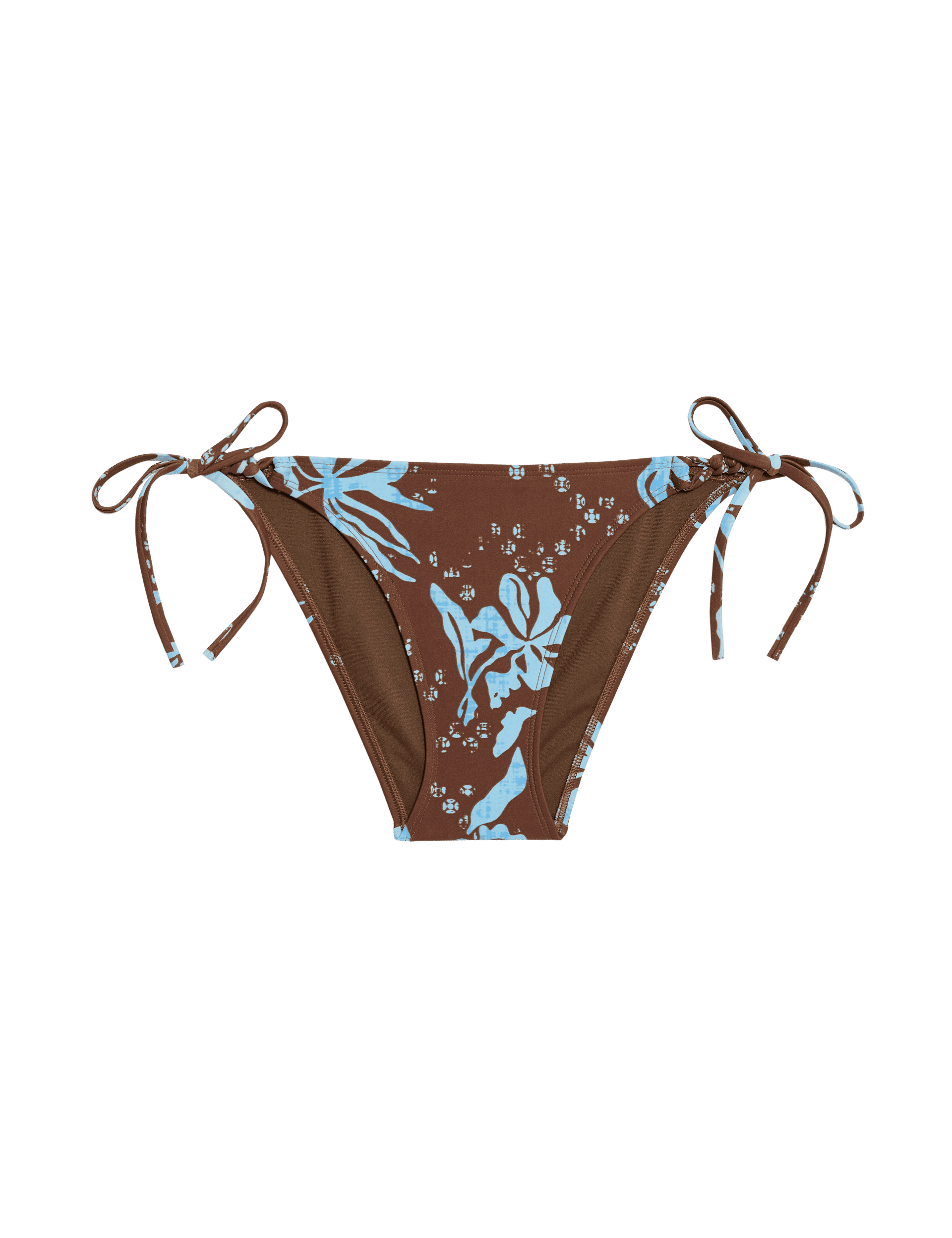 M&S Collection Women's Printed Tie Side Bikini Bottoms - 12 - Brown Mix, Brown Mix,Light Blue Mix