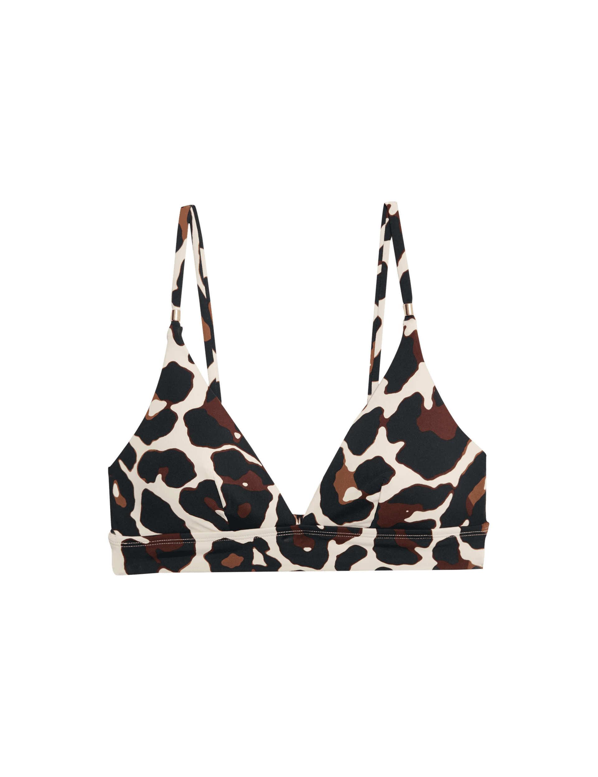 M&S Collection Women's Printed Plunge Bikini Top - 12 - Brown Mix, Brown Mix