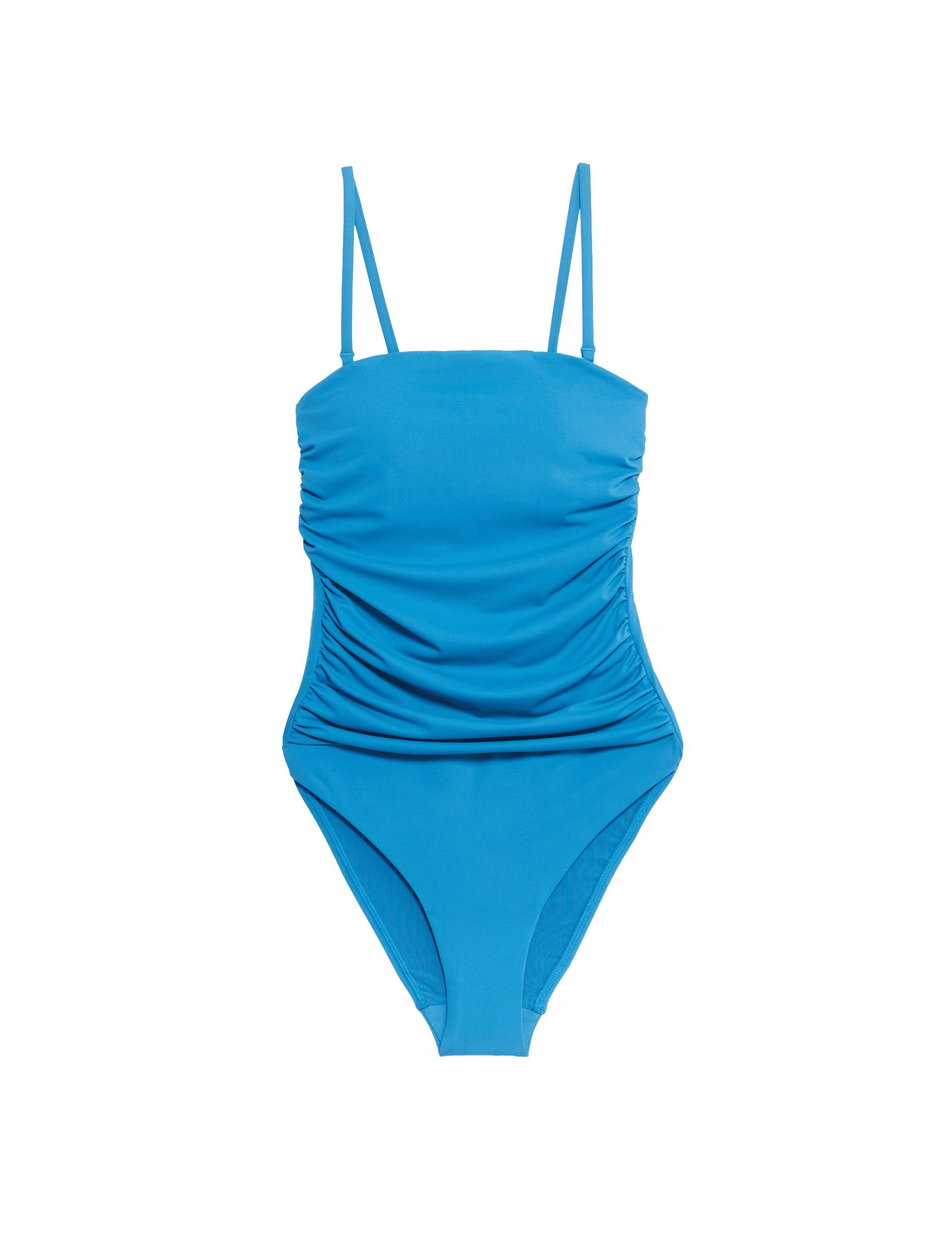 M&S Collection Women's Tummy Control Padded Ruched Bandeau Swimsuit - 12REG - Kingfisher, Kingfisher