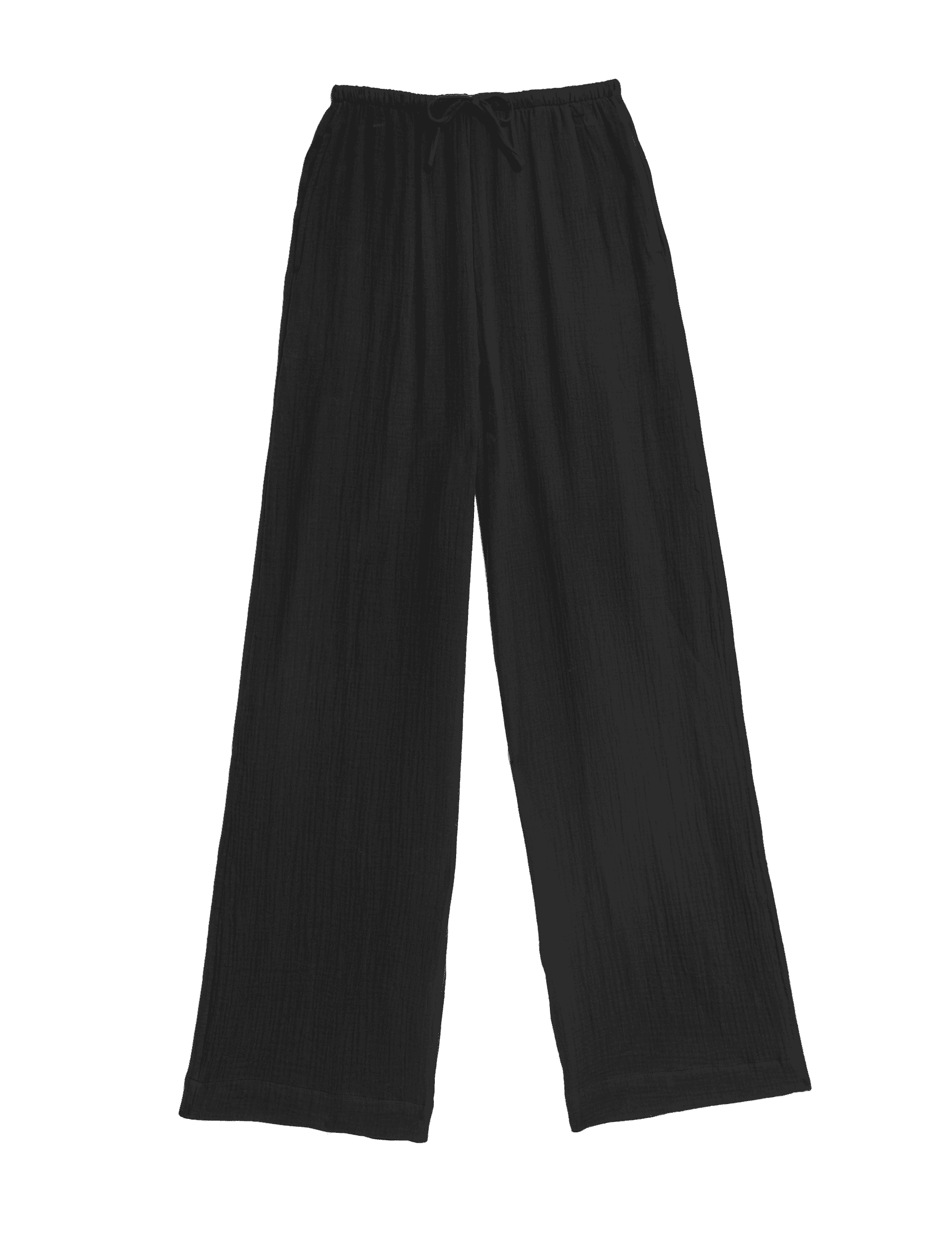 M&S Collection Women's Pure Cotton Drawstring Trousers - 12REG - Black, Black