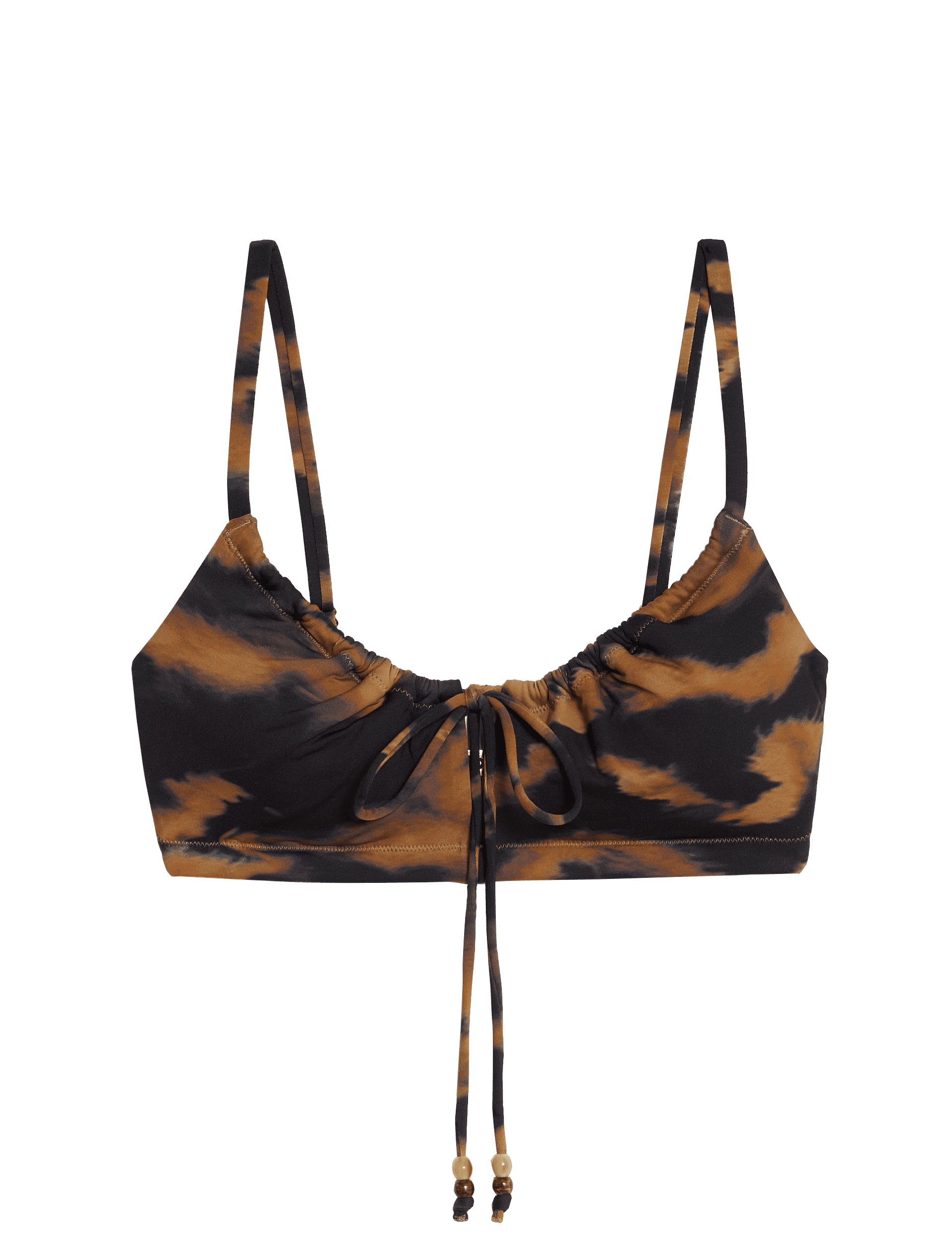 M&S Collection Women's Printed Tie Front Bikini Top - 14 - Dark Brown Mix, Dark Brown Mix