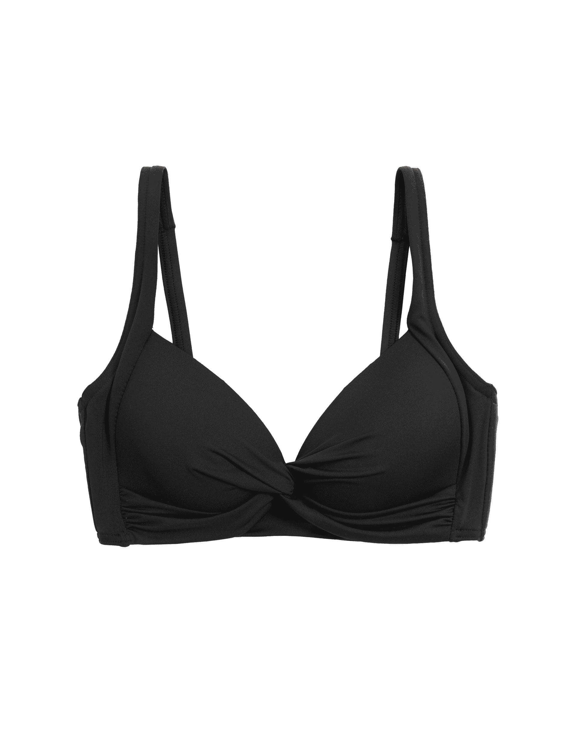 M&S Collection Women's Padded Plunge Bikini Top - 12 - Black, Black