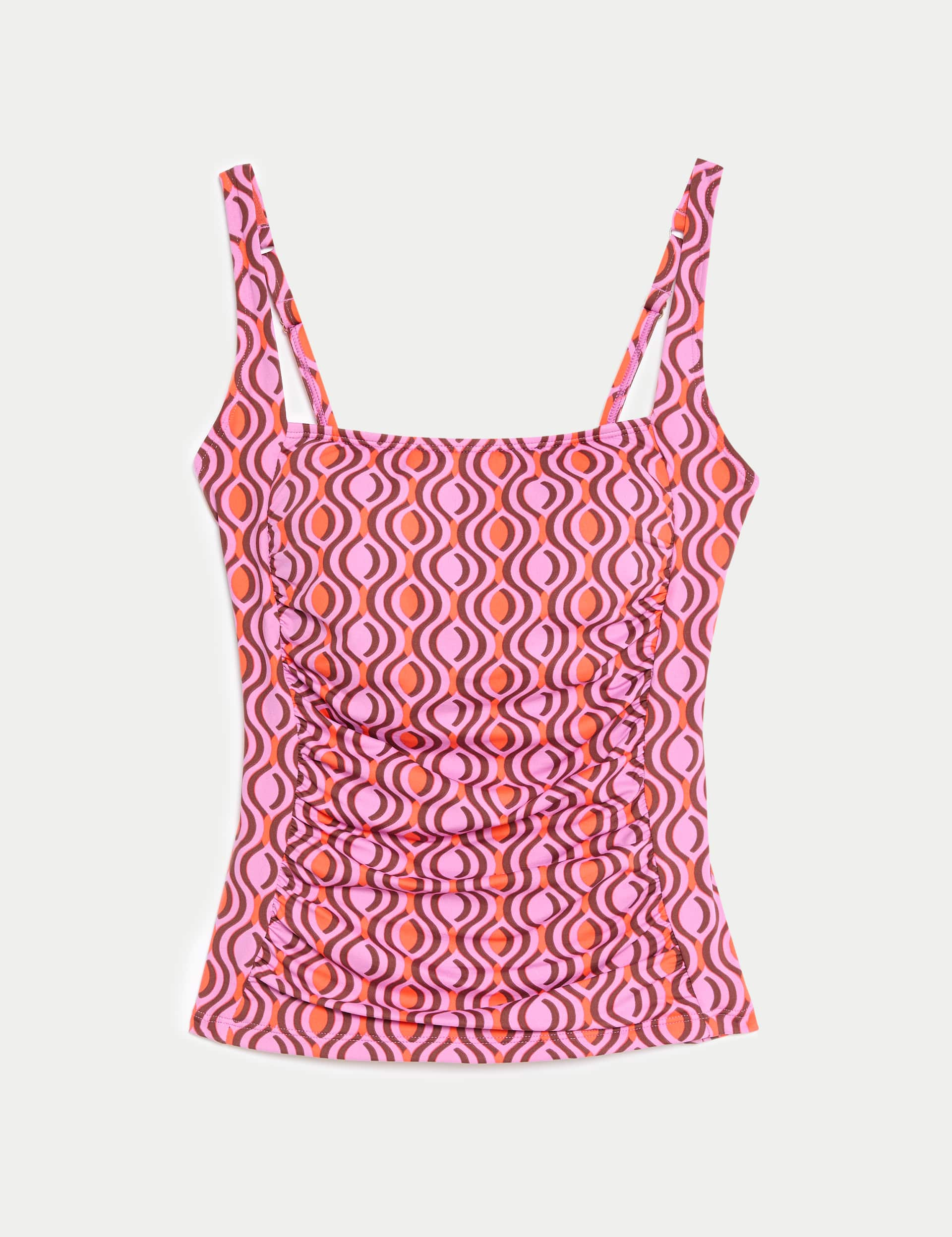 M&S Women's Tummy Control Printed Padded Tankini Top - 14 - Fuchsia Mix, Fuchsia Mix