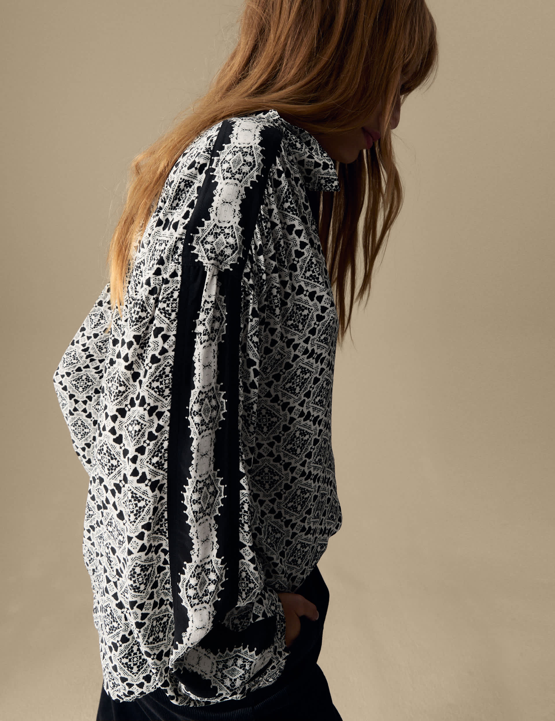 Per Una Women's Geometric Collared Neck Blouse