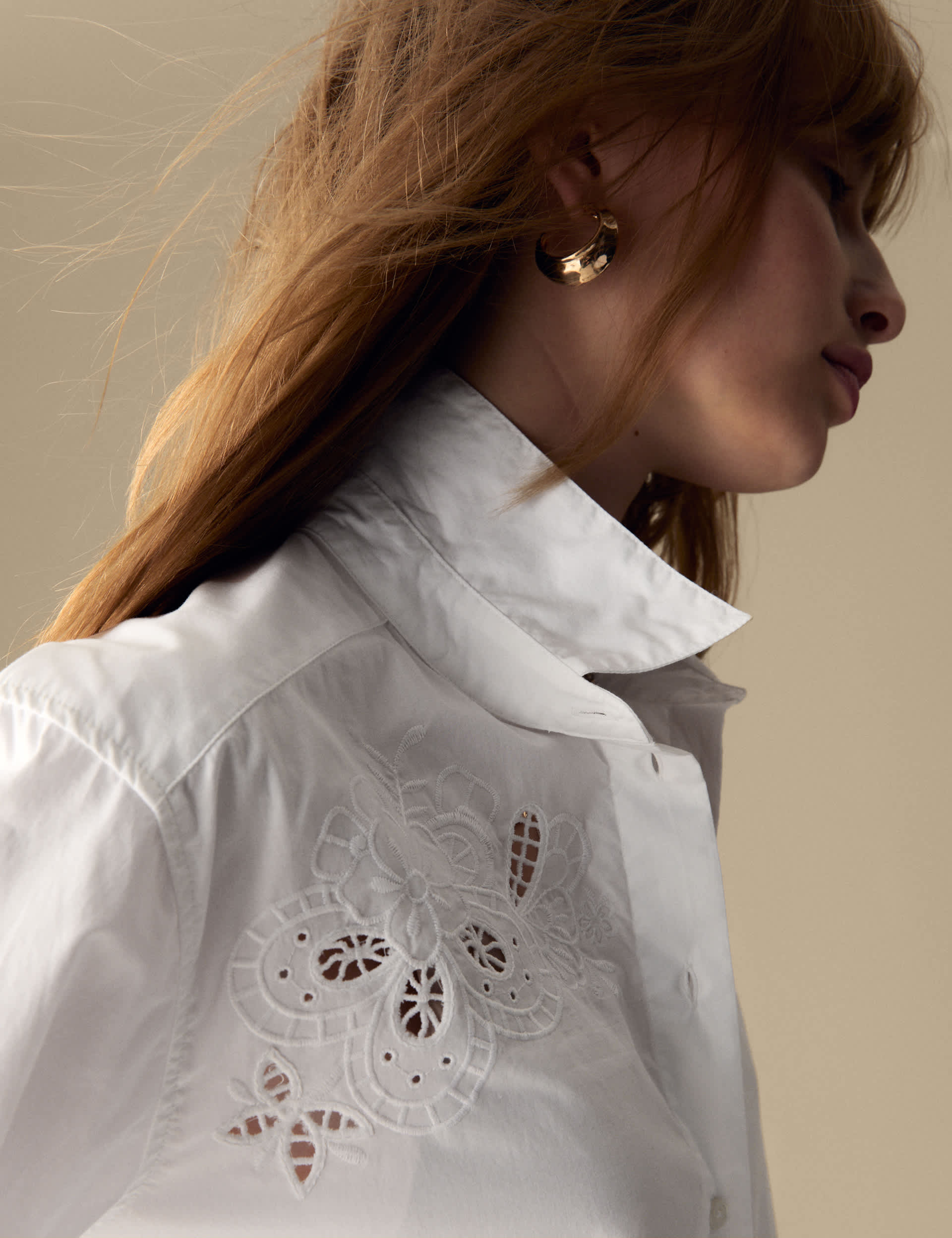 Per Una Women's Pure Cotton Embroidered Collared Shirt - 22 - Soft White, Soft White