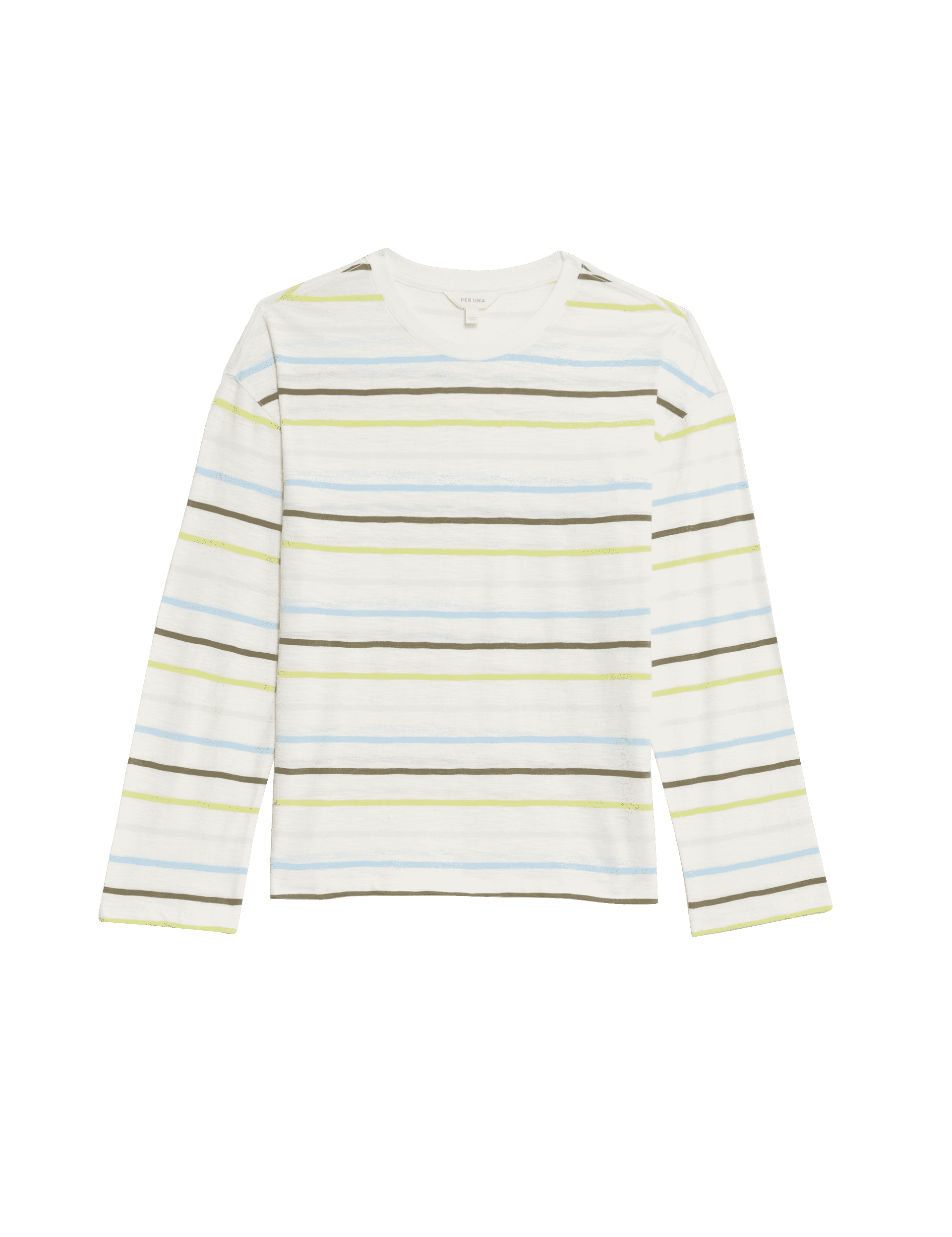 Per Una Women's Pure Cotton Striped Top - 14 - Ecru Mix, Blue Mix,Ecru Mix