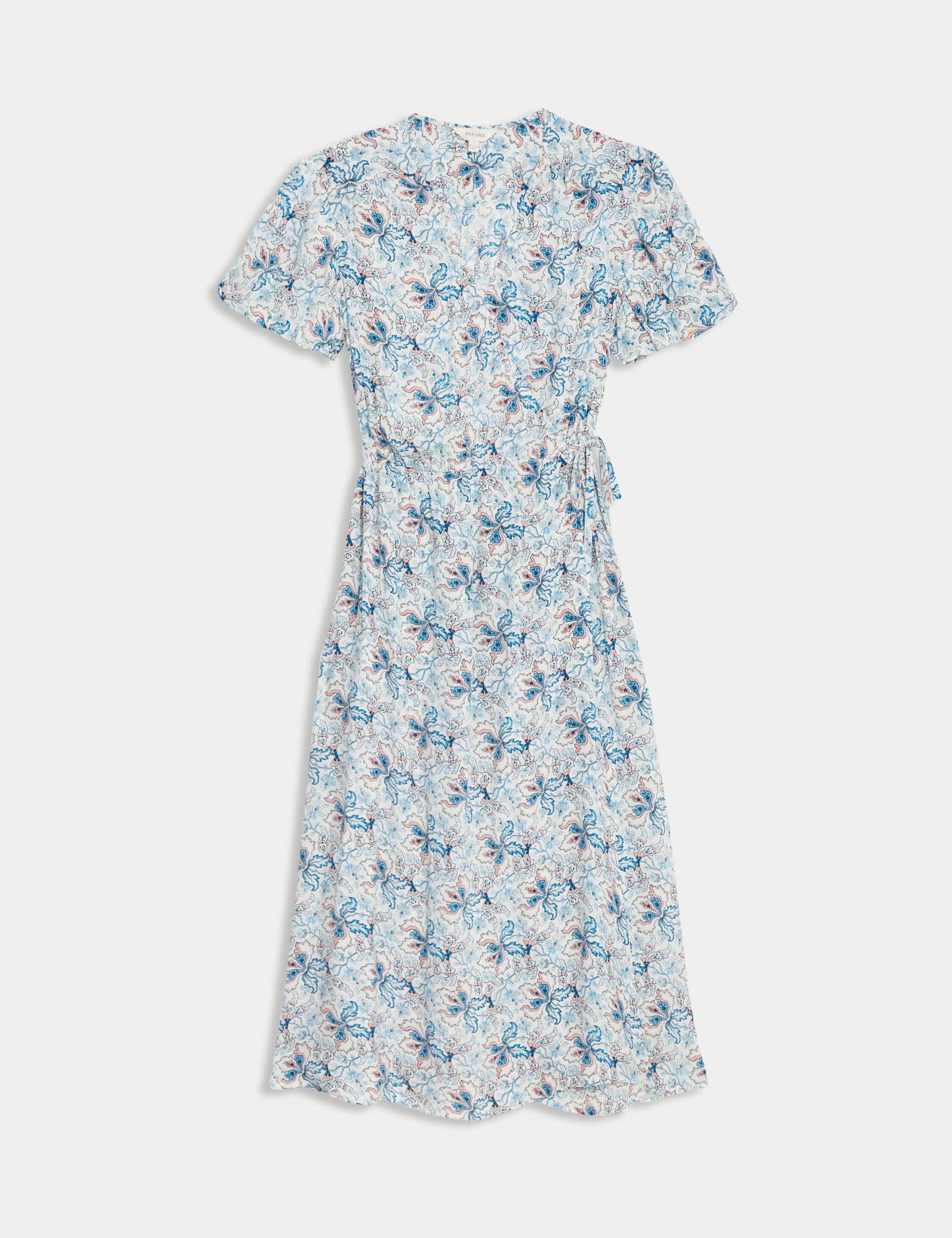 Per Una Women's Floral V-Neck Midi Wrap Dress