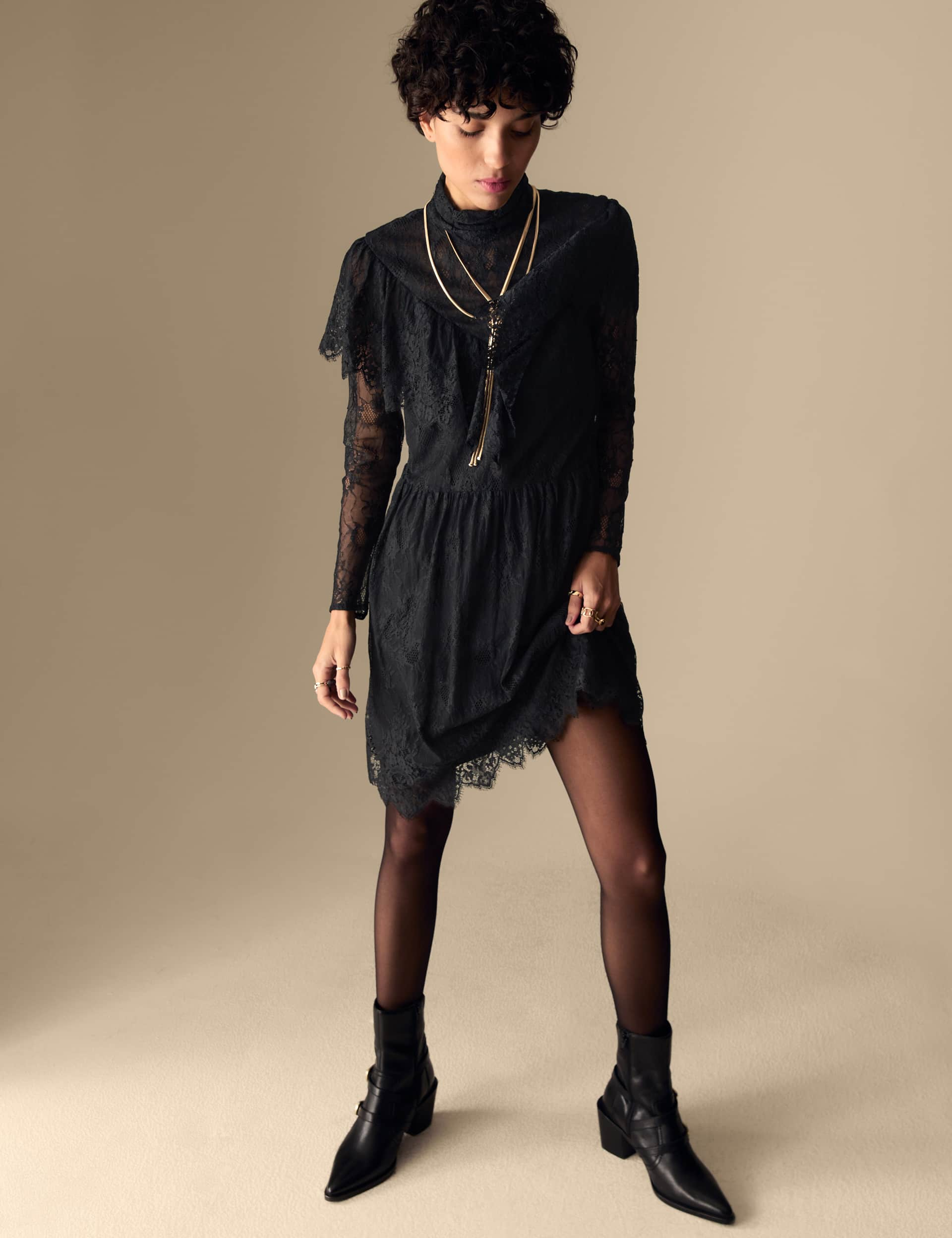 Per Una Women's Lace Mini Dress - 14REG - Black, Black