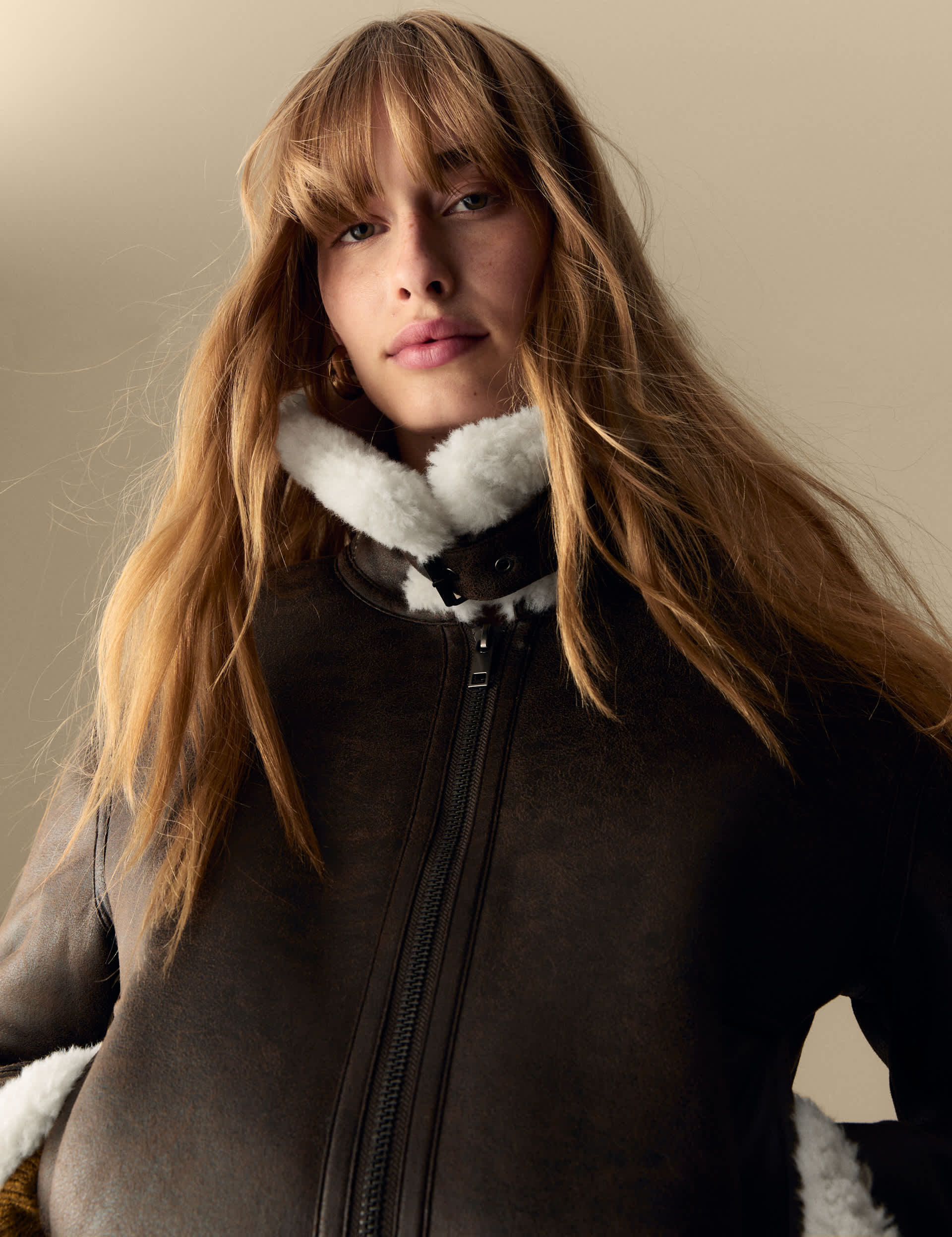 Per Una Women's Faux Shearling Collared Bomber Jacket