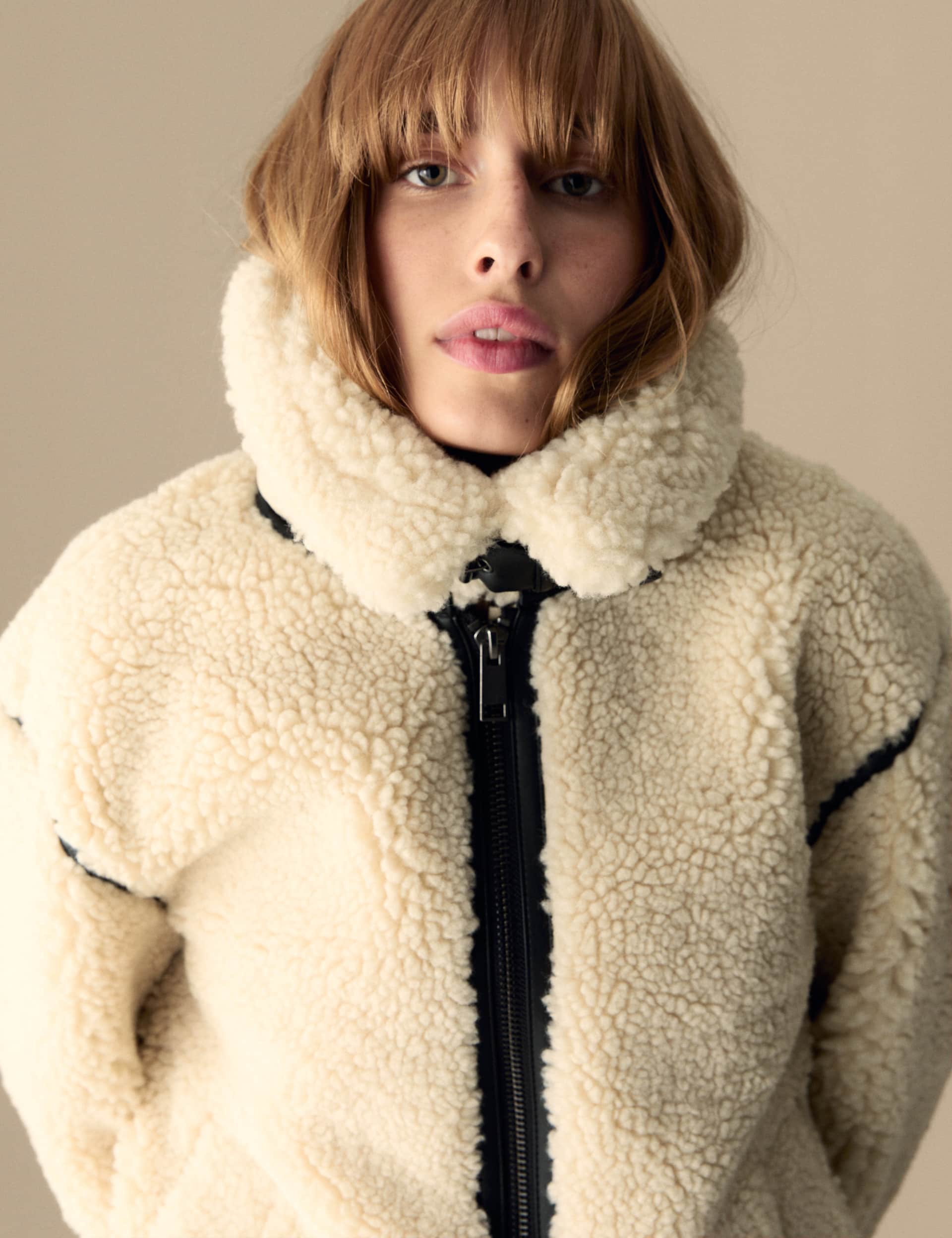 Per Una Women's Borg Faux Shearling Aviator Jacket