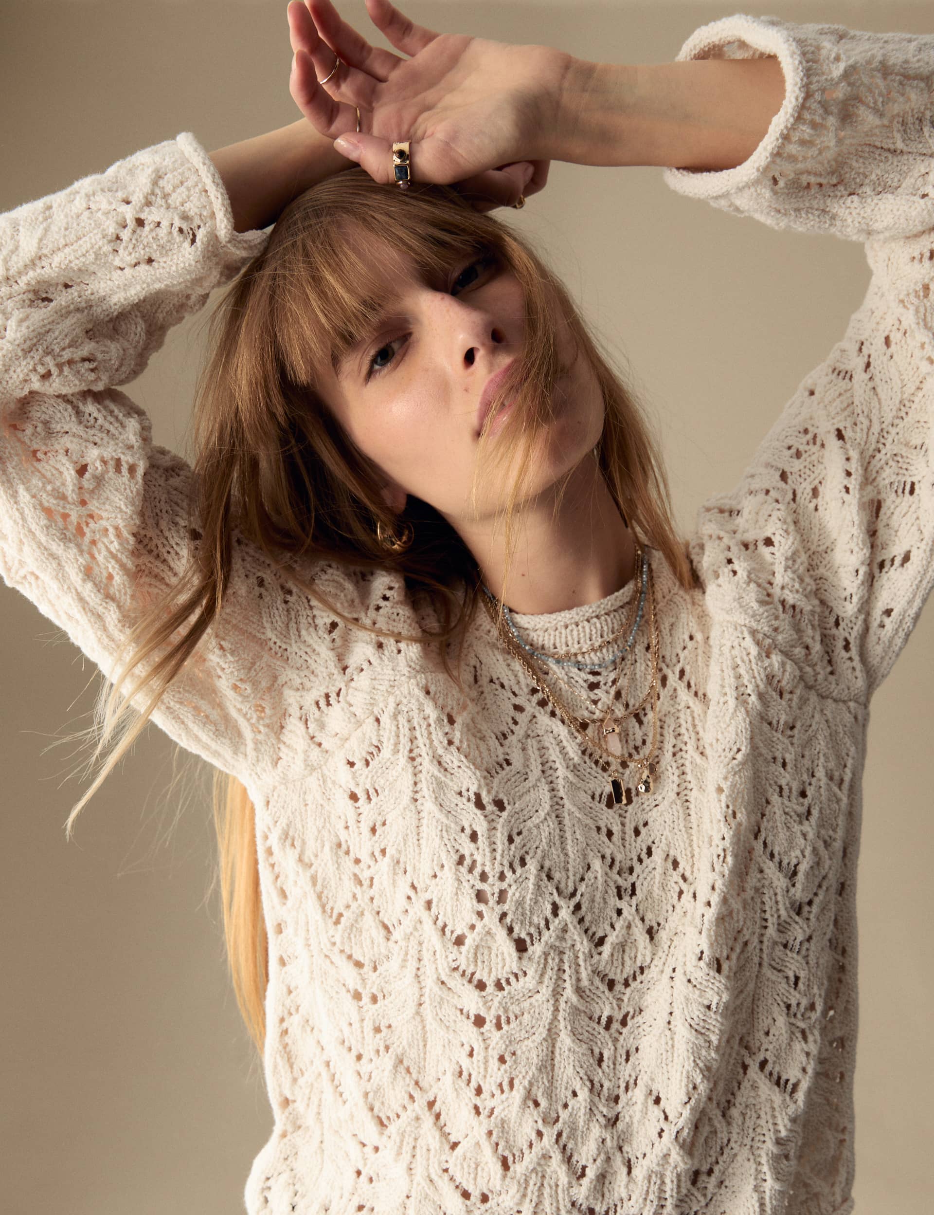 Per Una Women's Cotton Rich Pointelle Jumper