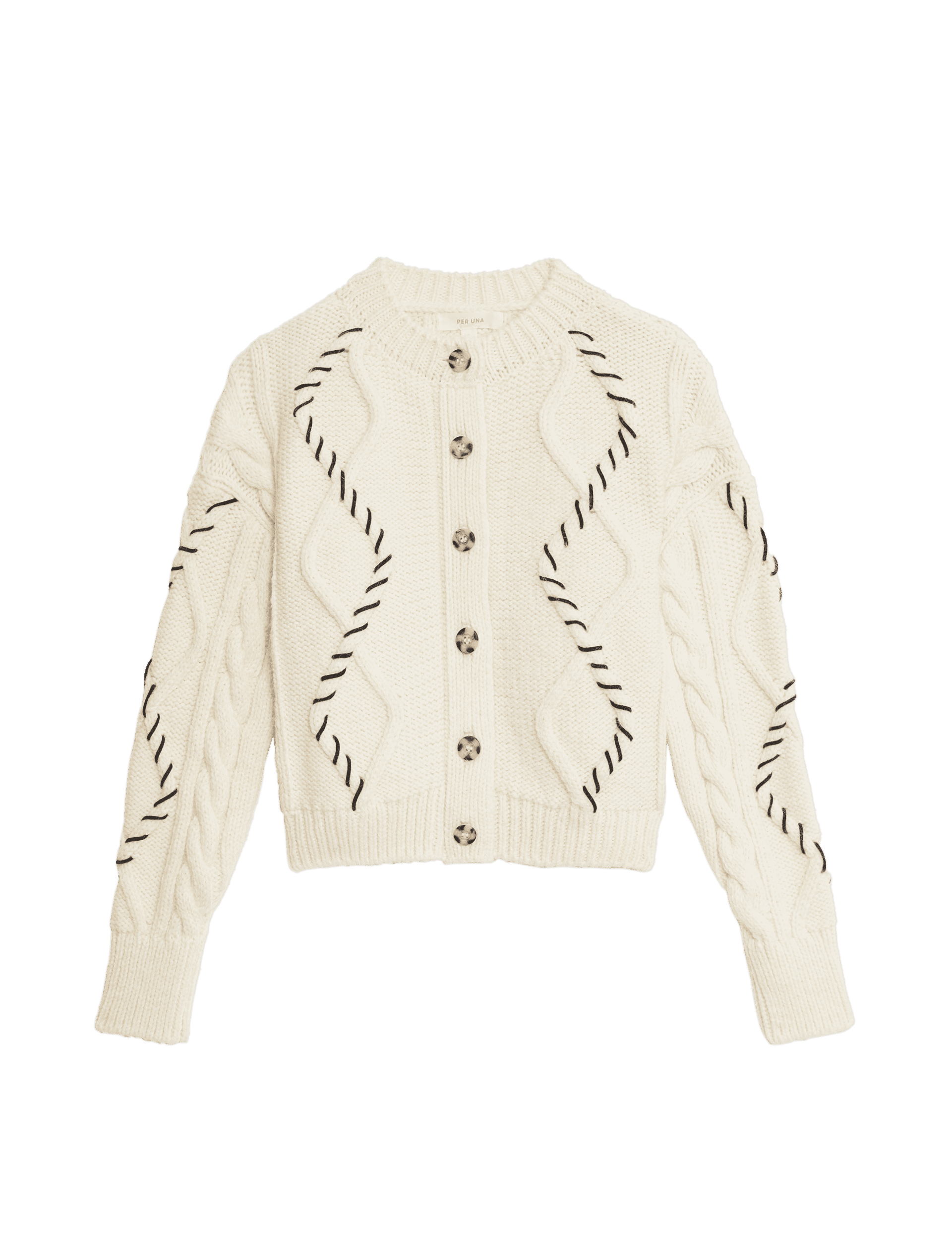 Per Una Women's Textured Crew Neck Cardigan - M - Ecru, Ecru