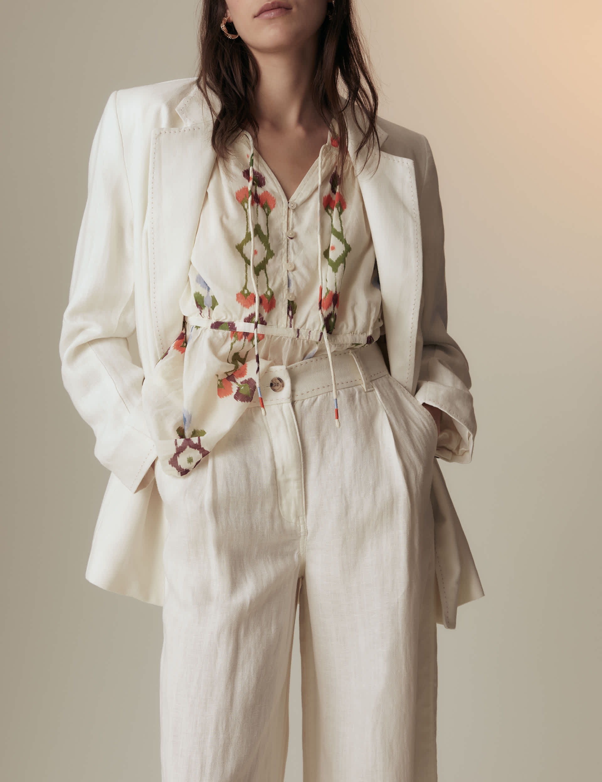 Per Una Women's Linen Blend Herringbone Trousers