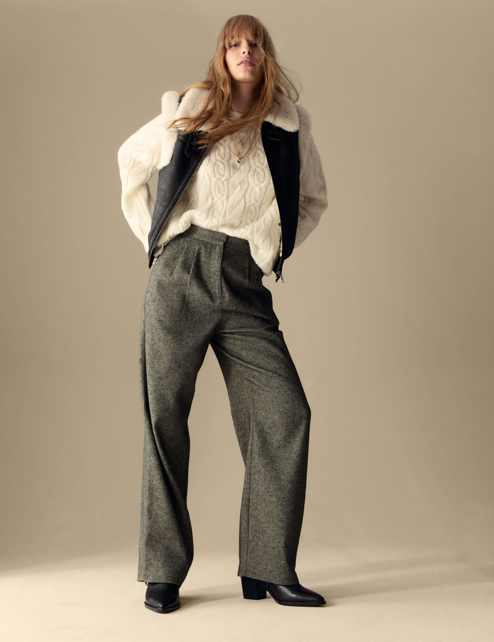 Per Una Women's Slouchy Relaxed Trousers with Wool