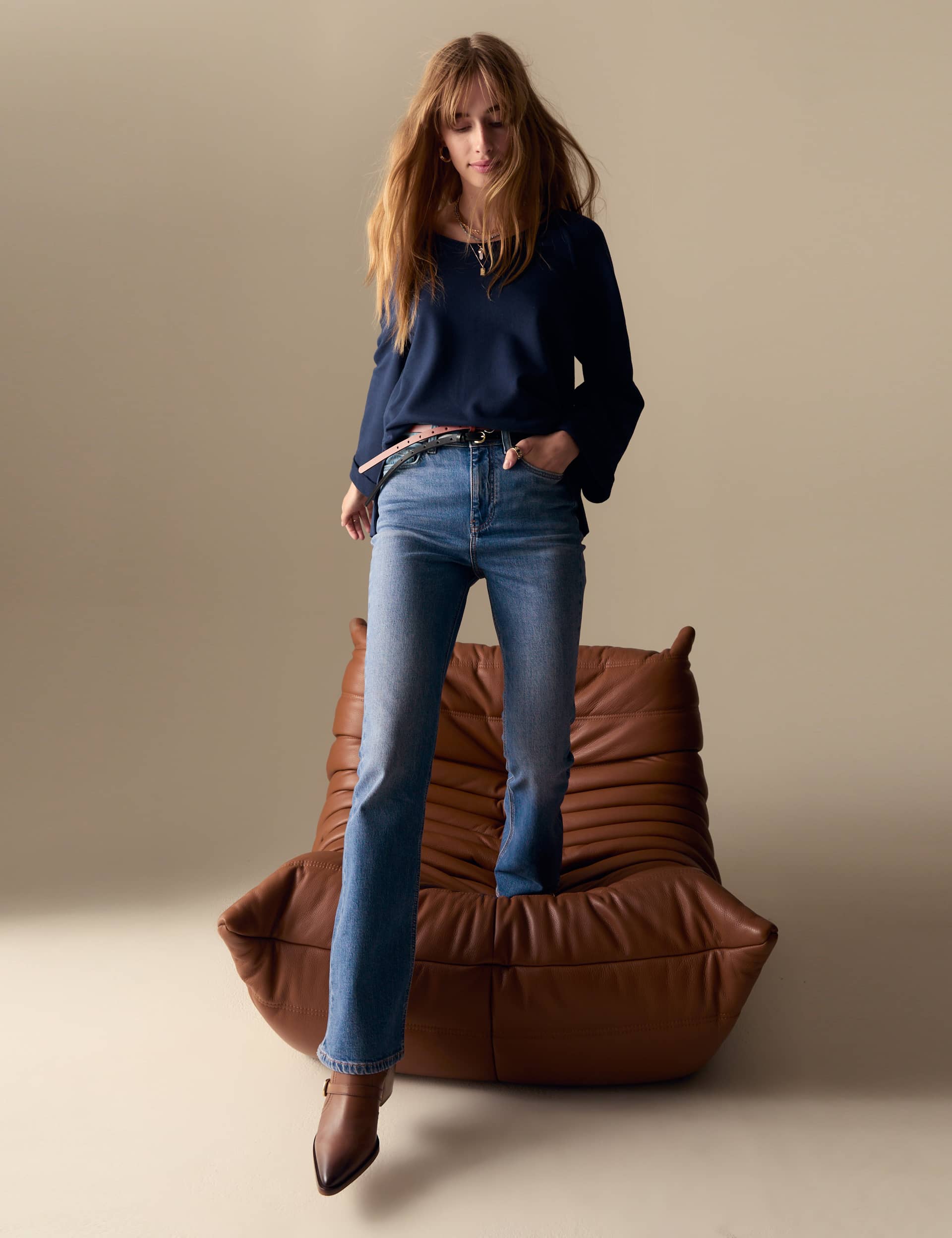 Per Una Women's Cotton Rich High Waisted Flared Jeans