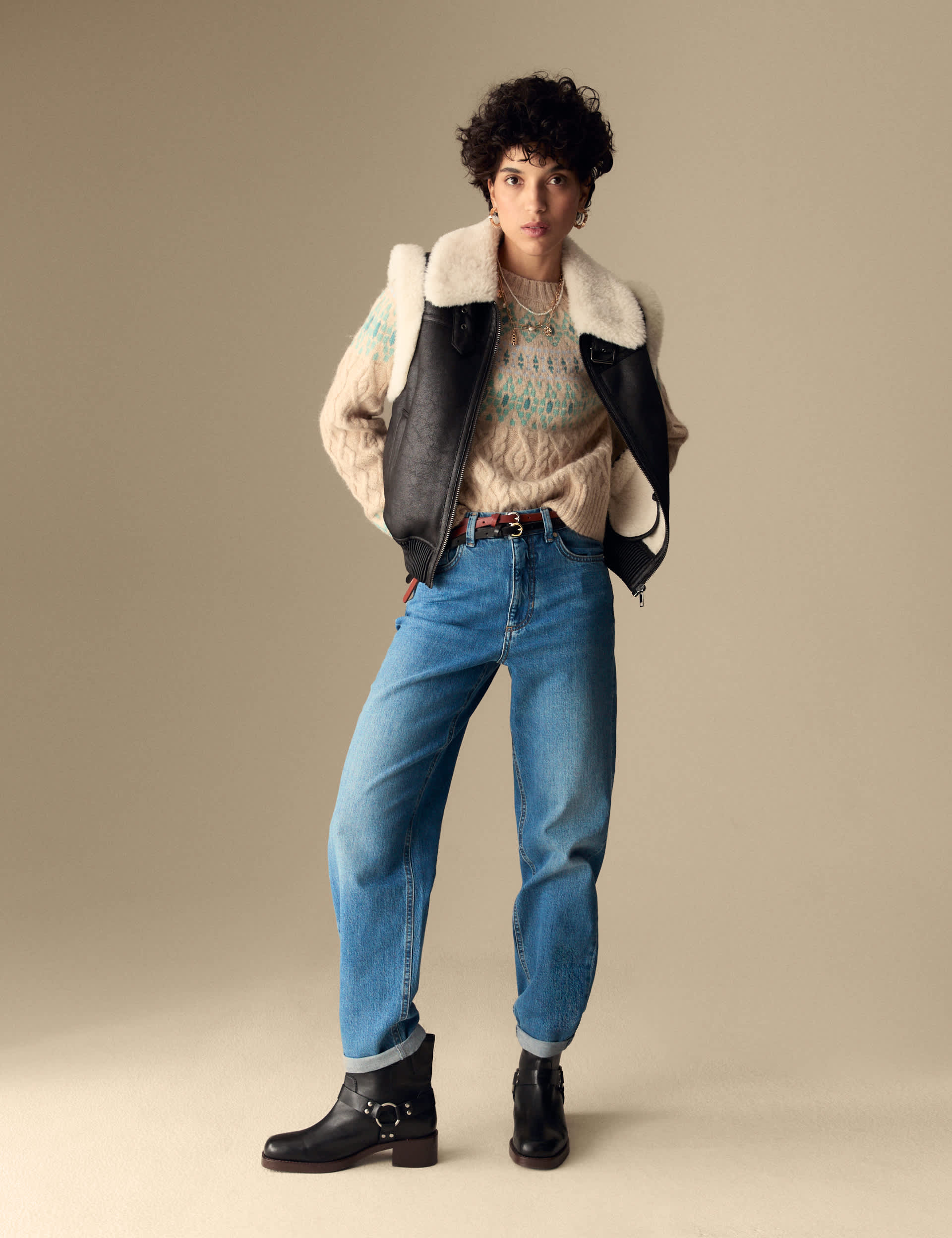 Per Una Women's Girlfriend Mid Rise Turn Up Jeans with Lyocell